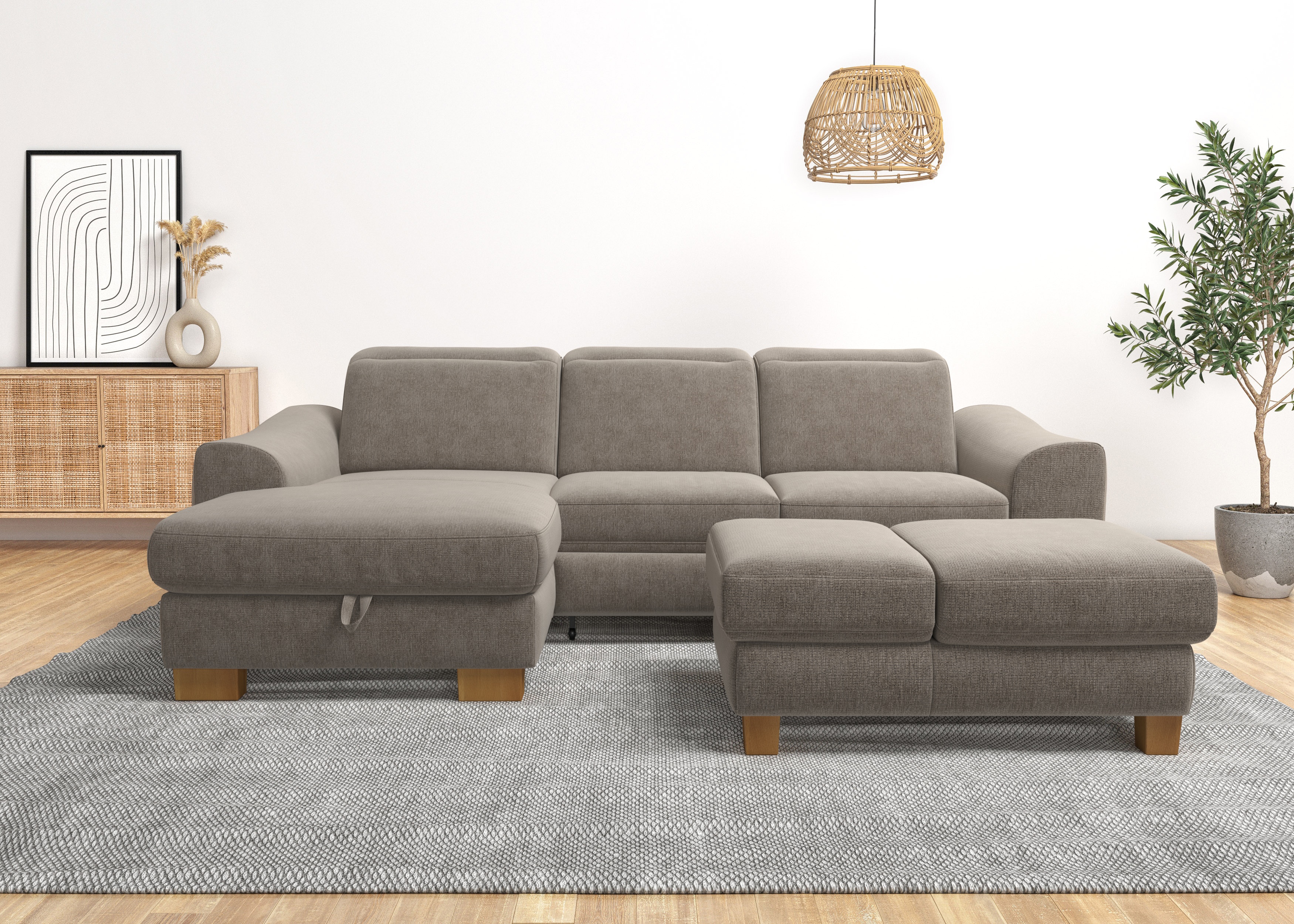 Home affaire Ecksofa "Dundee L-Form" wahlweise mit Kopfteilverstellung und zusätzlich mit Schlaffunktion