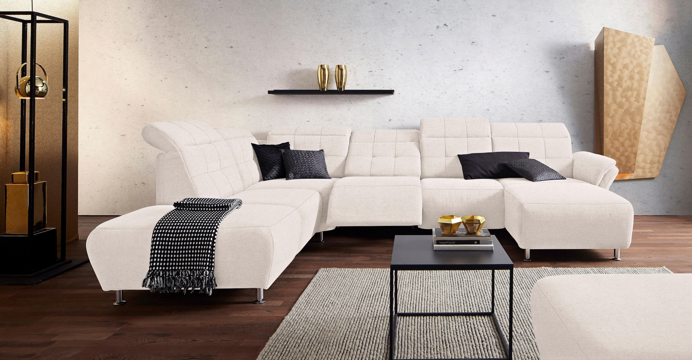 Home affaire Wohnlandschaft "Manhattan U-Form" 2 Sitze mit elektrischer Relaxfunktion, verstellbare Armlehnen
