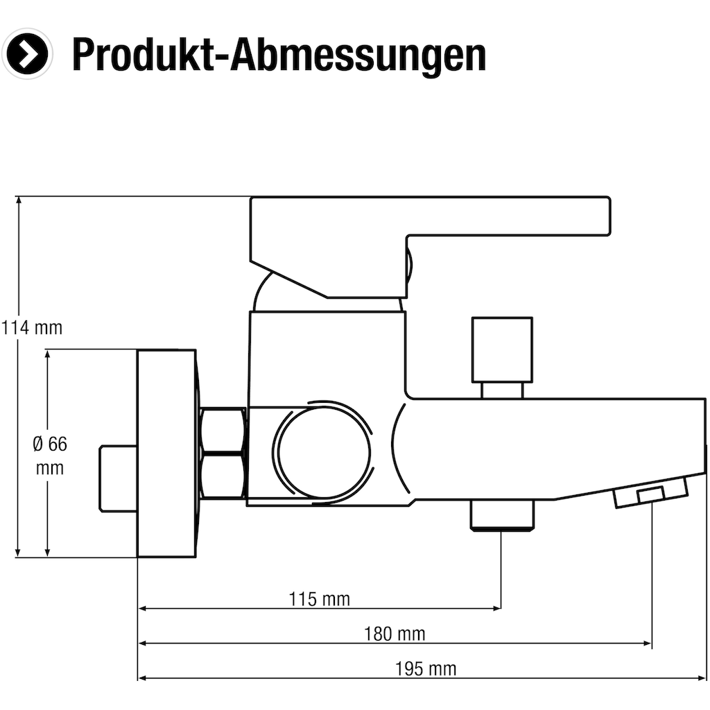 CORNAT Badarmatur »"Skagen" Hochwertiger Messingkörper -verchromt - 1/2 Zoll Brauseabgang«