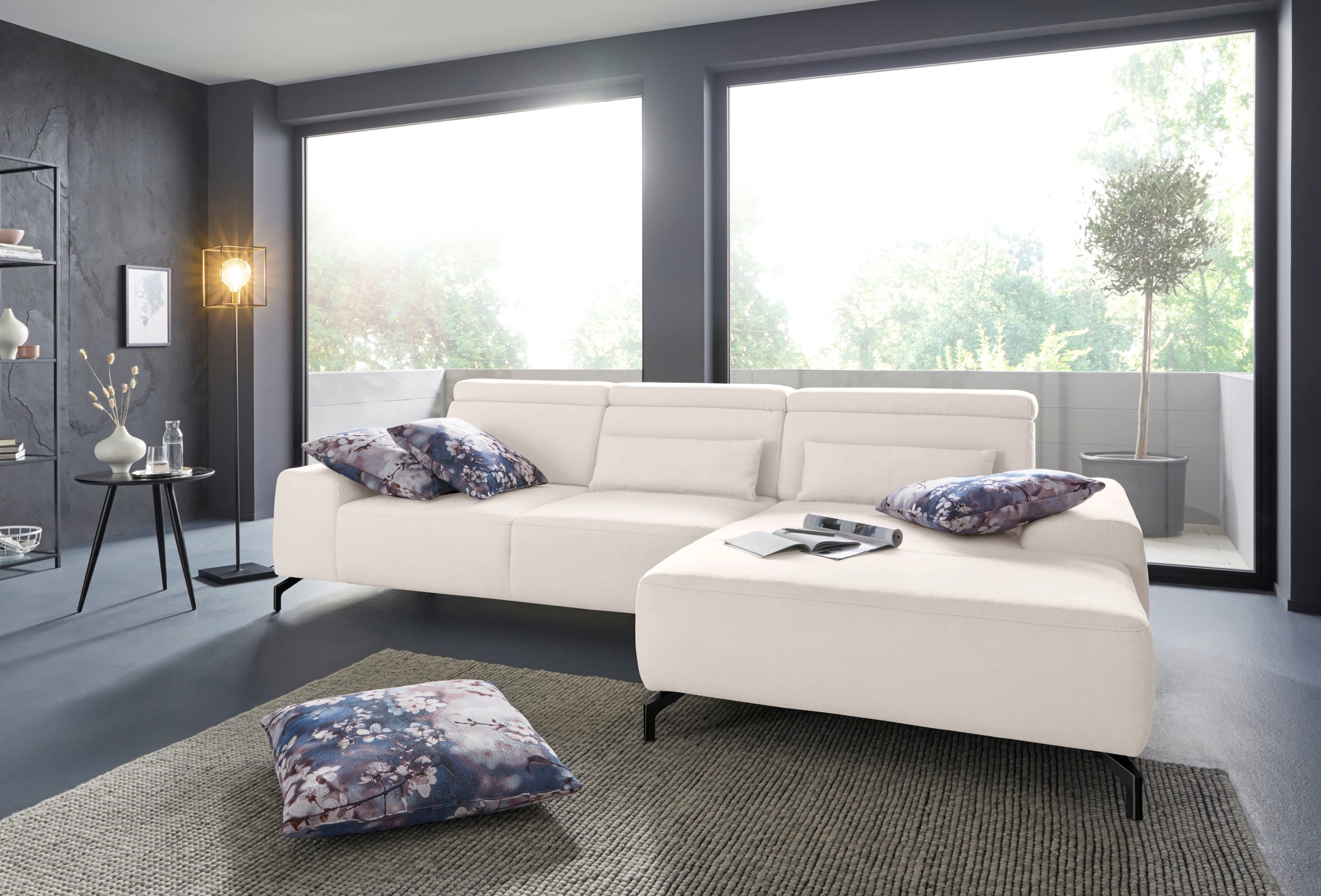 sit&more Ecksofa »Gizeh L-Form«, Fußhöhe 15 cm, inklusive Sitztiefenverstellung und Kopfteilverstellung