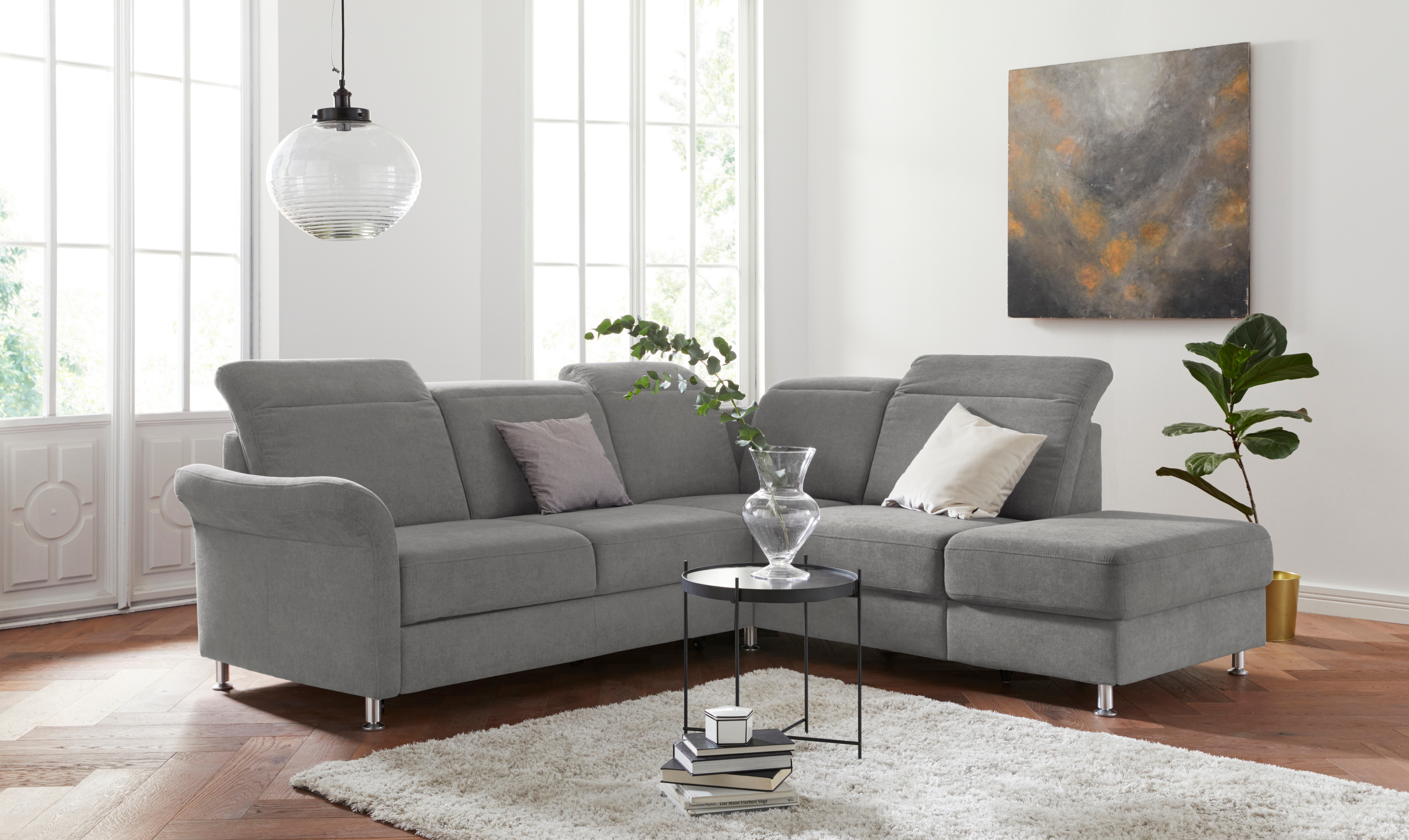sit&more Ecksofa "Darwin L-Form" inklusive Federkern, wahlweise mit Kopfteilverstellung, Schlaffunktion