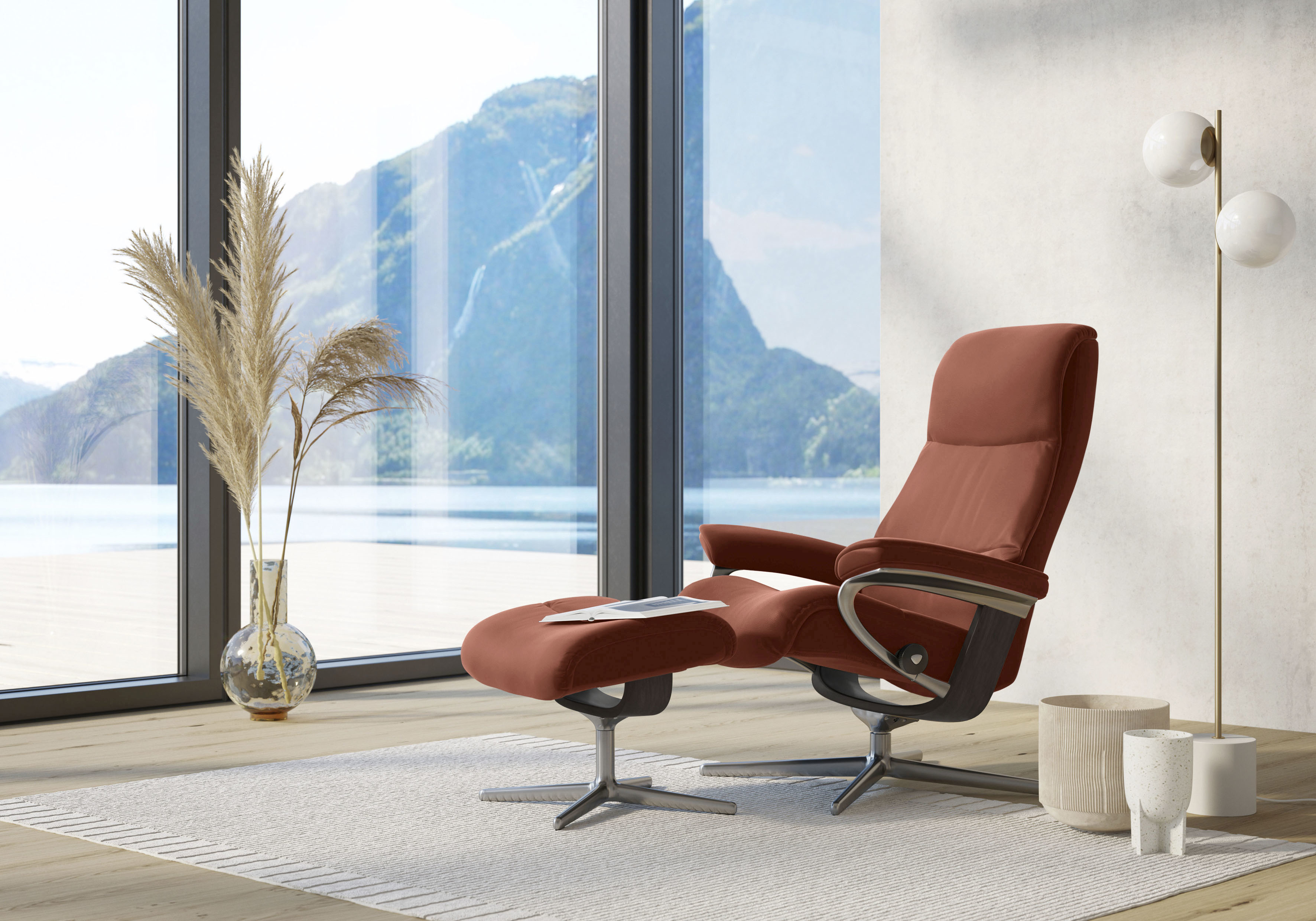 Stressless Relaxsessel "View" mit Cross Base, Größe S, M & L, Holzakzent Wenge