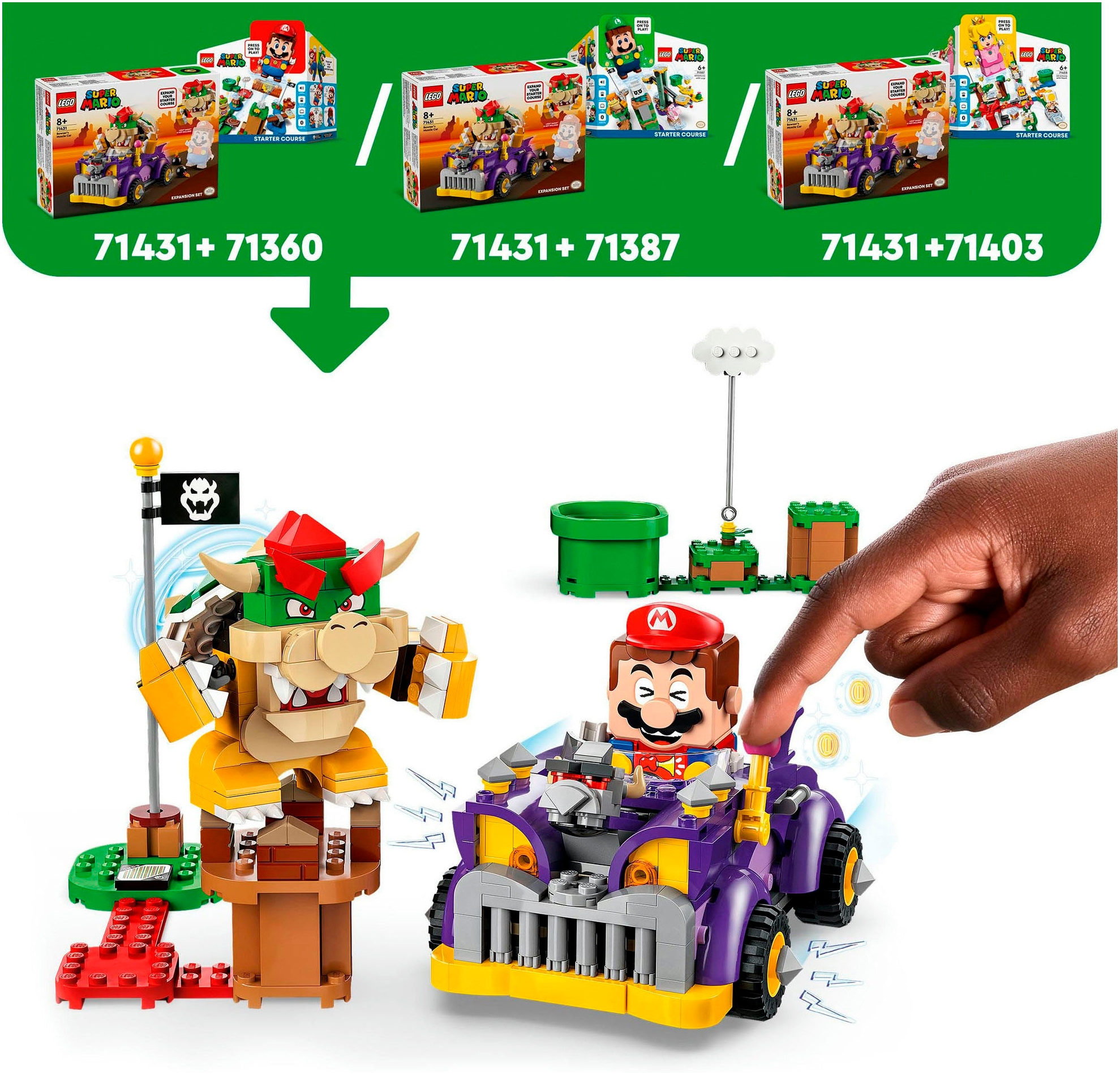 LEGO® Konstruktionsspielsteine »Bowsers Monsterkarre – Erweiterungsset (71431), LEGO Super Mario«, (458 St.), Made in Europe