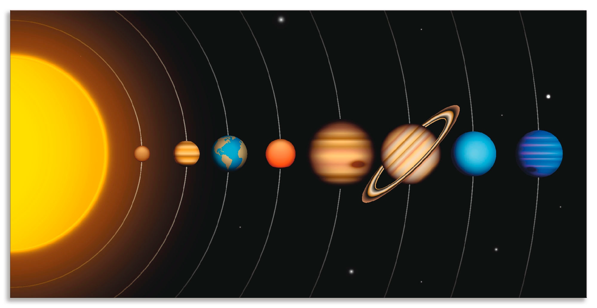 Artland Wandbild "Vector Sonnensystem mit Planeten" Sonnensystem 1 Stk. tlg günstig online kaufen