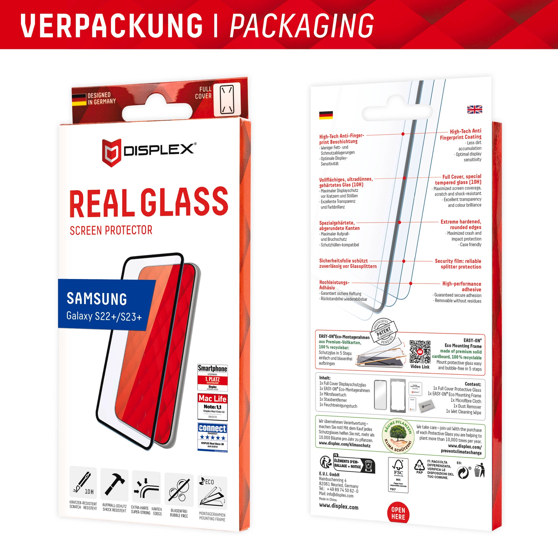 Displex Displayschutzglas »Real Glass Full Cover«, Displayschutzfolie, Schutzfolie, Bildschirmschutz, kratz- & stoßfest