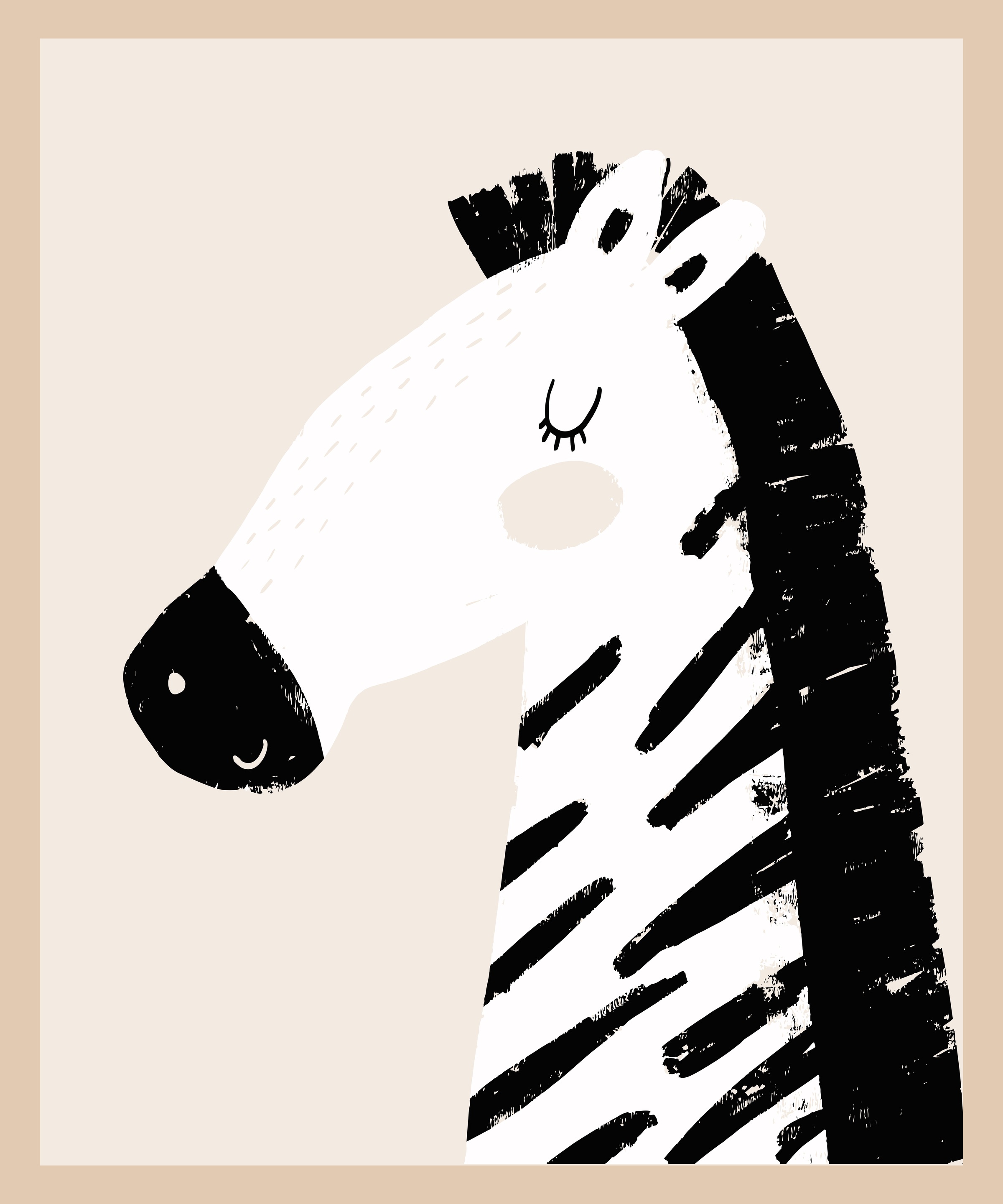 Lüttenhütt Bild mit Rahmen »Gezeichnete Giraffe im Profil«, Fantasy-Tiere, (1 St.), Premium Rahmenbild, Motive in wunderschönen Pastelltönen