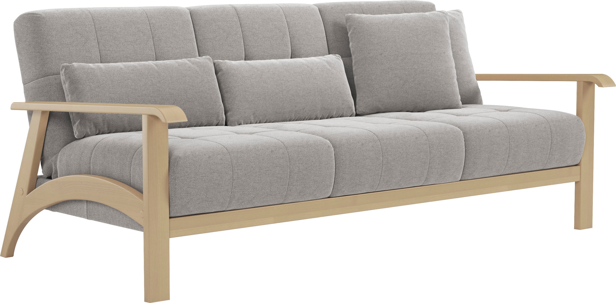 sit&more 3-Sitzer »Billund«, Armlehnen aus Buchenholz in natur, verschiedene Bezüge und Farben
