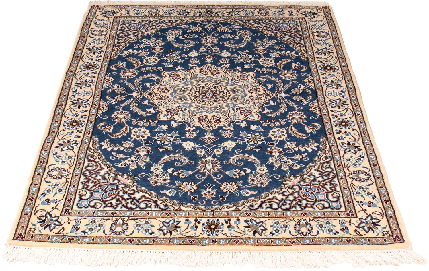 morgenland Orientteppich "Perser - Nain - Royal - 148 x 100 cm - dunkelblau", rechteckig, 10 mm Höhe, Wohnzimmer, Handge