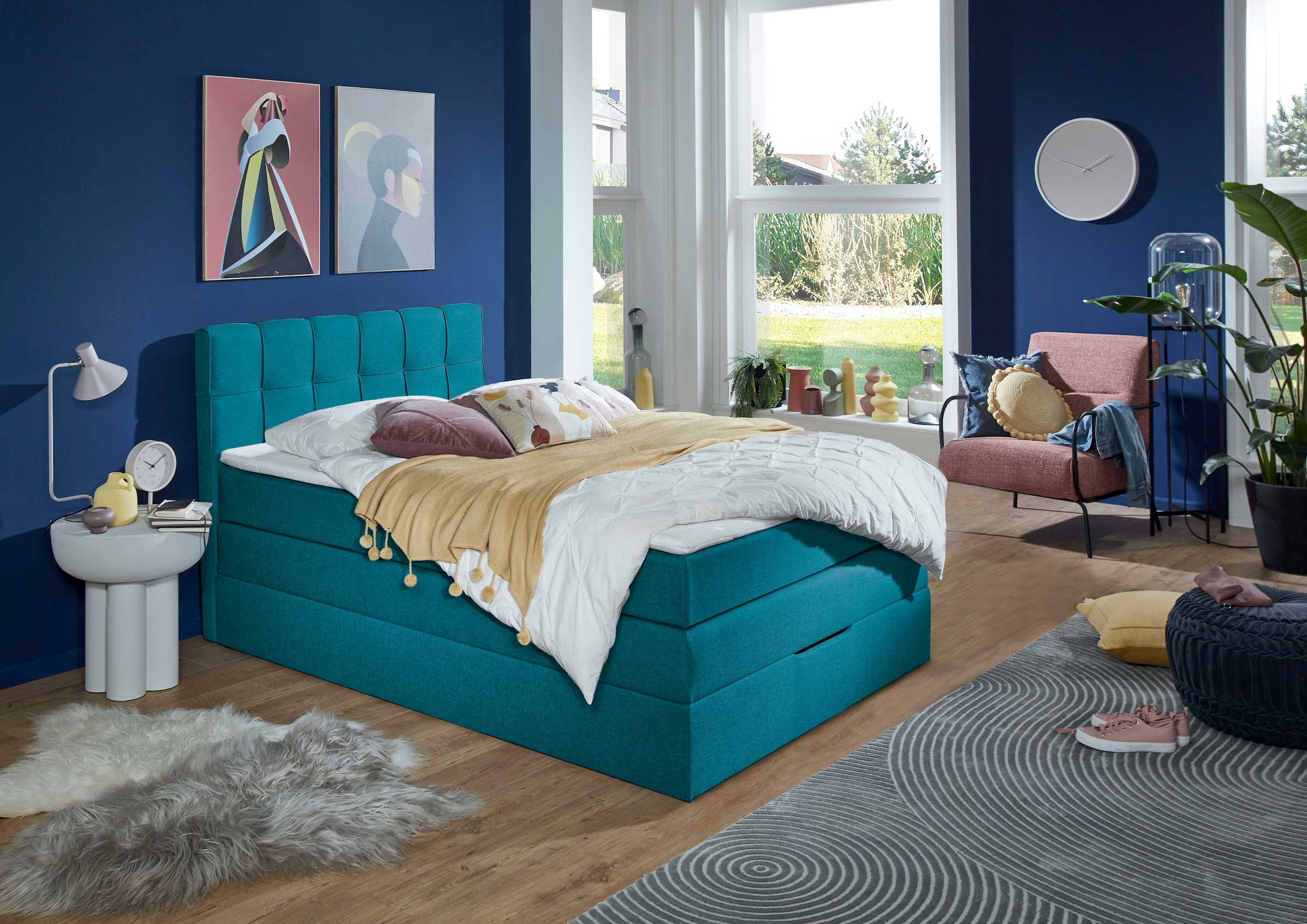 Home affaire Boxspringbett "Fornoli" inkl. Topper und Bettkasten, H3 in zwei Matratzenarten