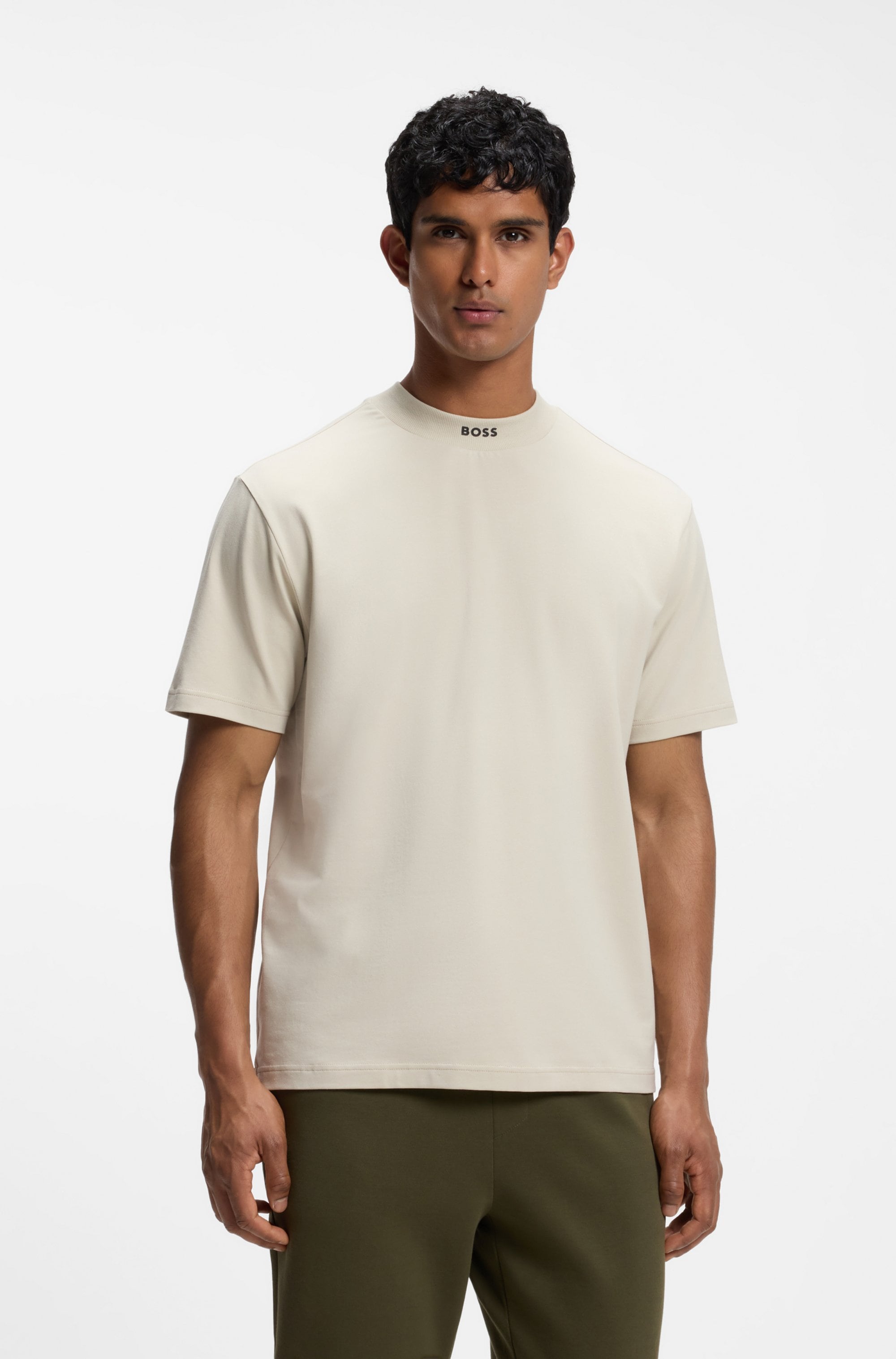 BOSS Green Tee Collar T-Shirt Light Beige XL 3