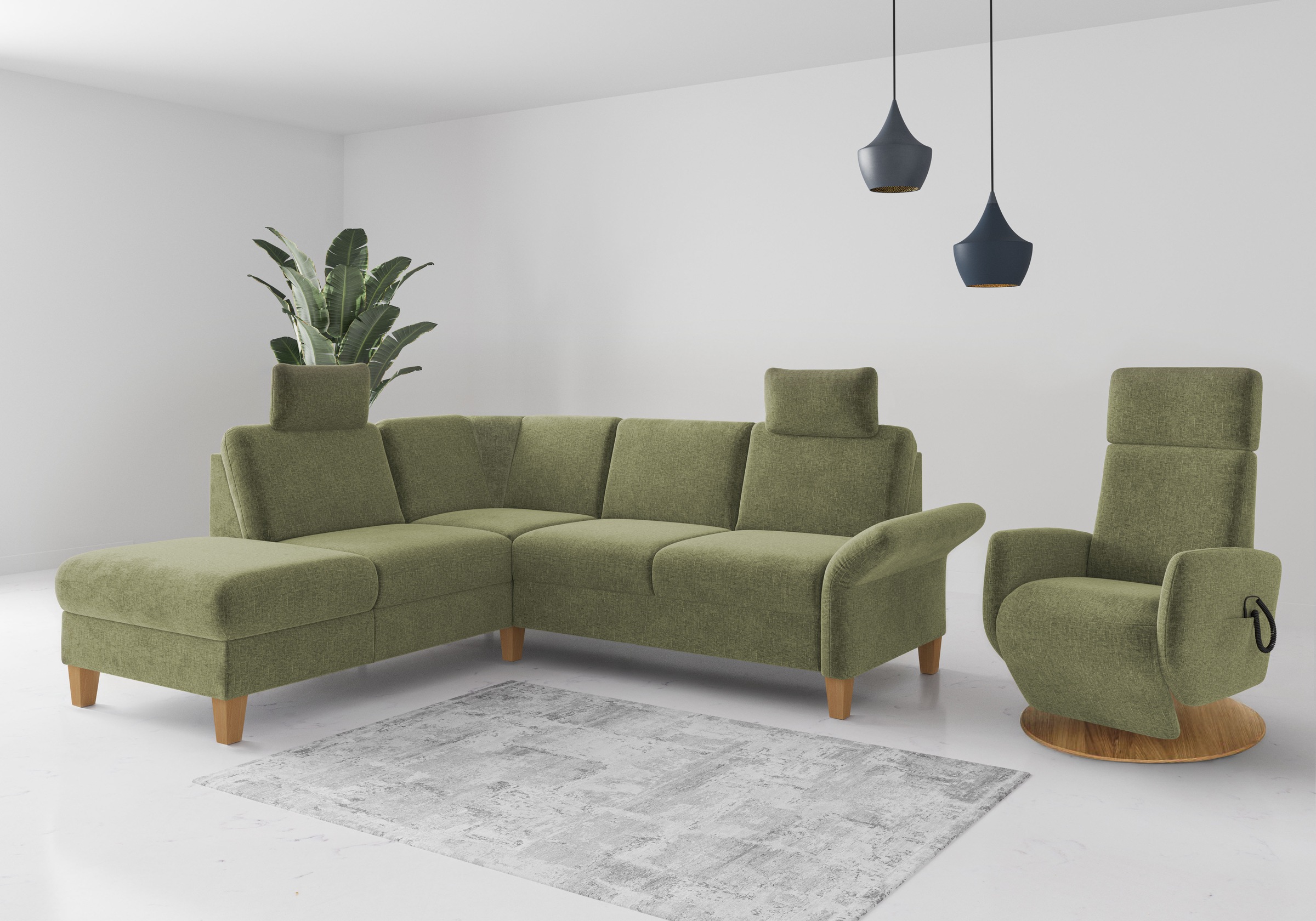 Home affaire Ecksofa »Rochelle«, wahlweise mit Armlverstellung, Klappbett mit Rollen & Bettkasten