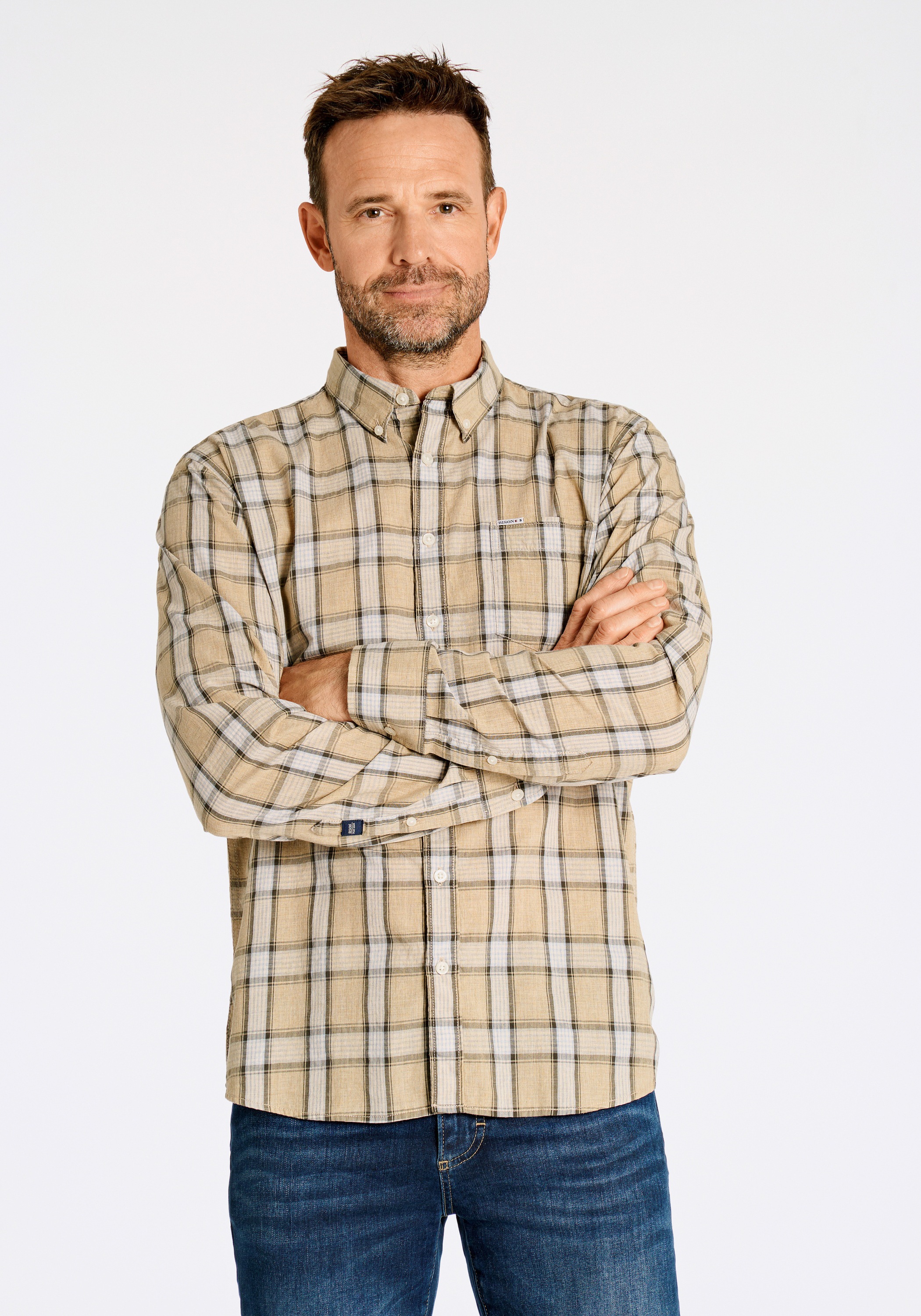 BISON Langarmhemd "Freizeithemd (Langarm) Regular Fit"