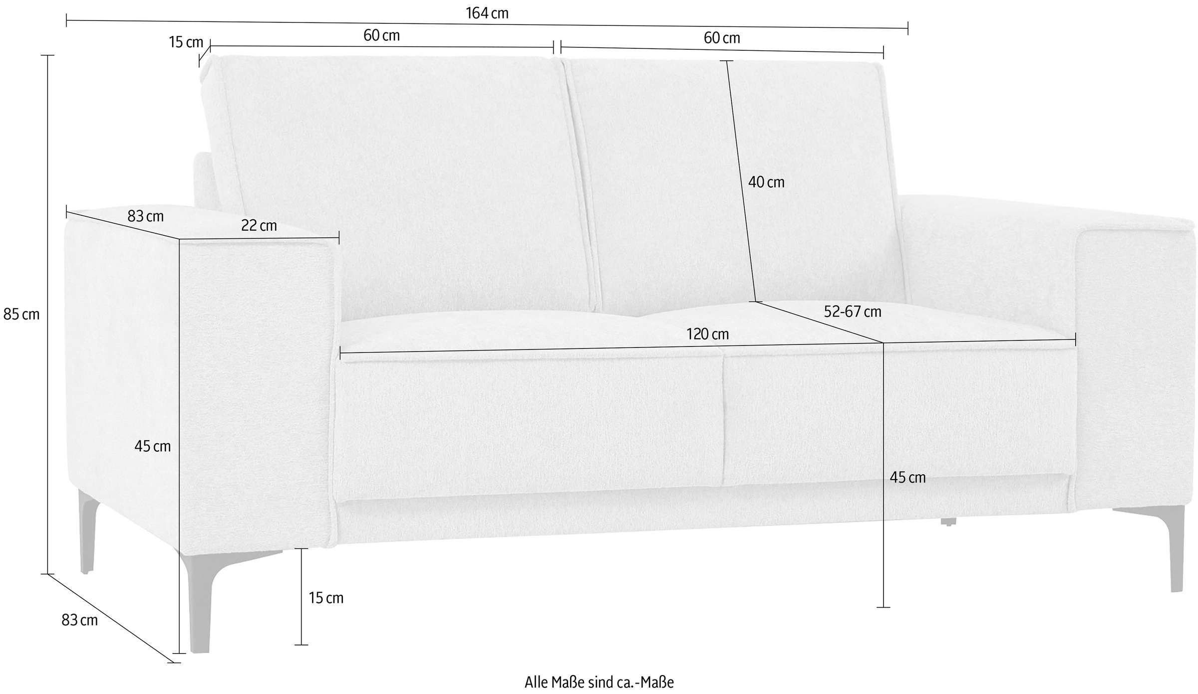 Places of Style 2-Sitzer »Oland«, im zeitlosem Design und hochwertiger Verabeitung