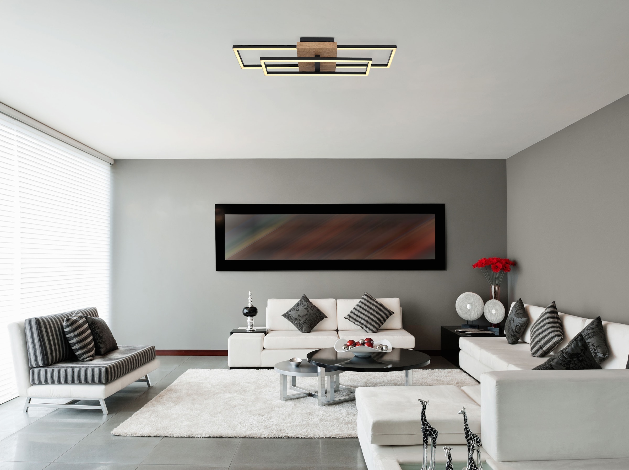 GLOBO LIGHTING LED Deckenleuchte »KENDRA«, Leuchtmittel LED-Modul | LED fest integriert, Deckenlampe/Wohnzimmer/Schlafzimmer/modern/Holz