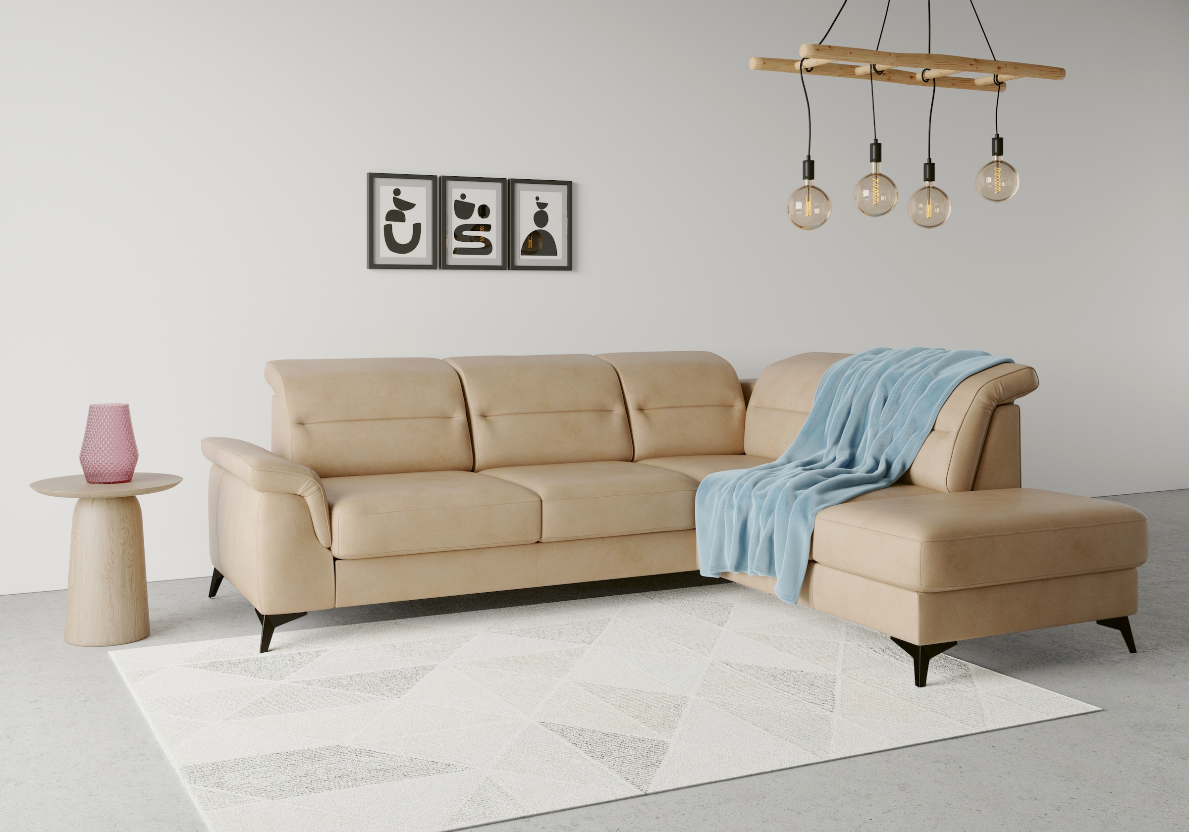 Ecksofa SIT & MORE "Sinatra L-Form", braun (macchiato), B:251cm H:85cm T:220cm, 100% Polyester, Sofas, Ecksofa, mit Ottomane, optional mit Kopfteilverstellung und Armteilfunktion 10