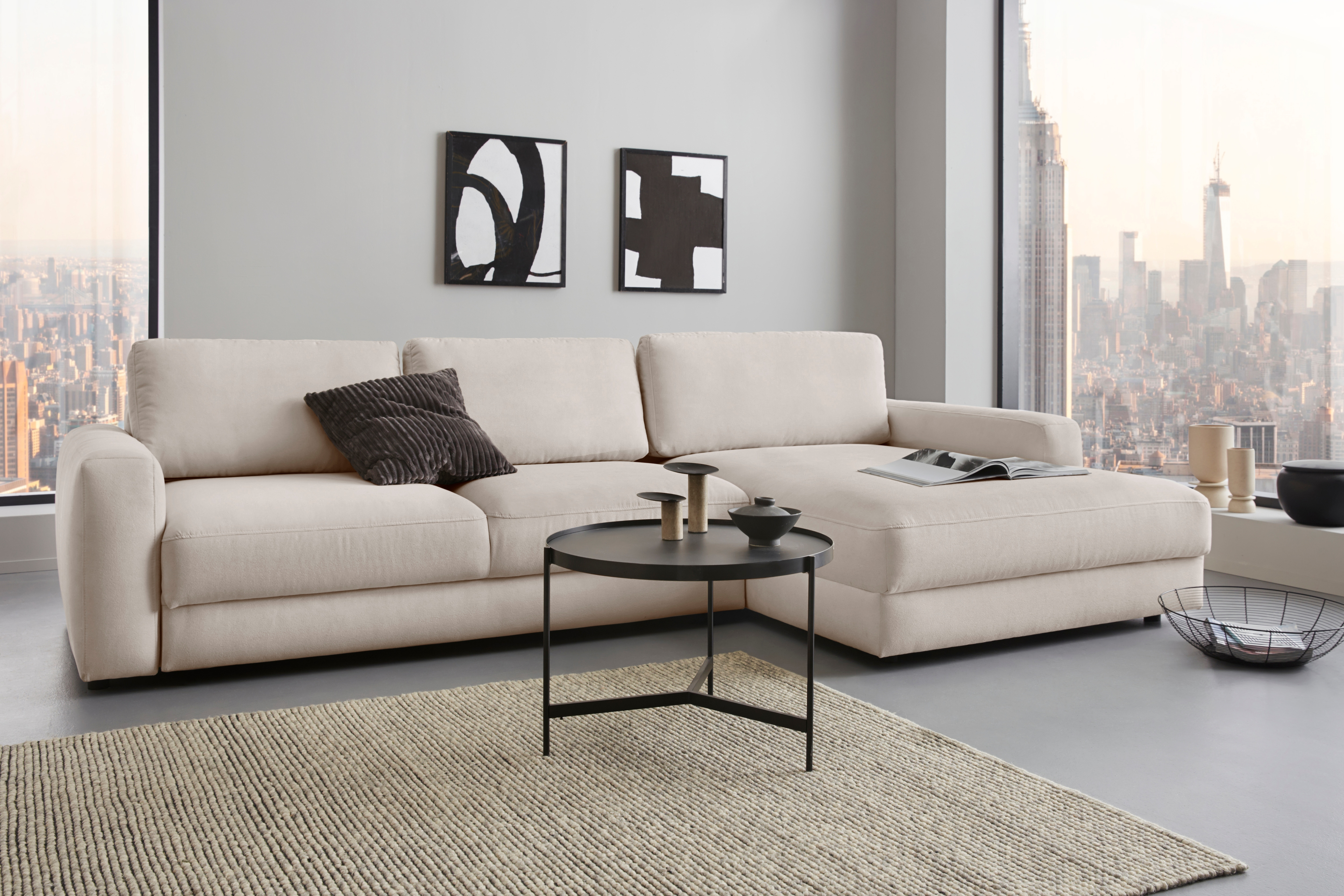Home affaire Ecksofa "Bloomfield, bequem und elegant, Breite 303cm, L-Form" wahlweise mit Bettfunktion und Bettkasten, Unser Dauertiefpreis
