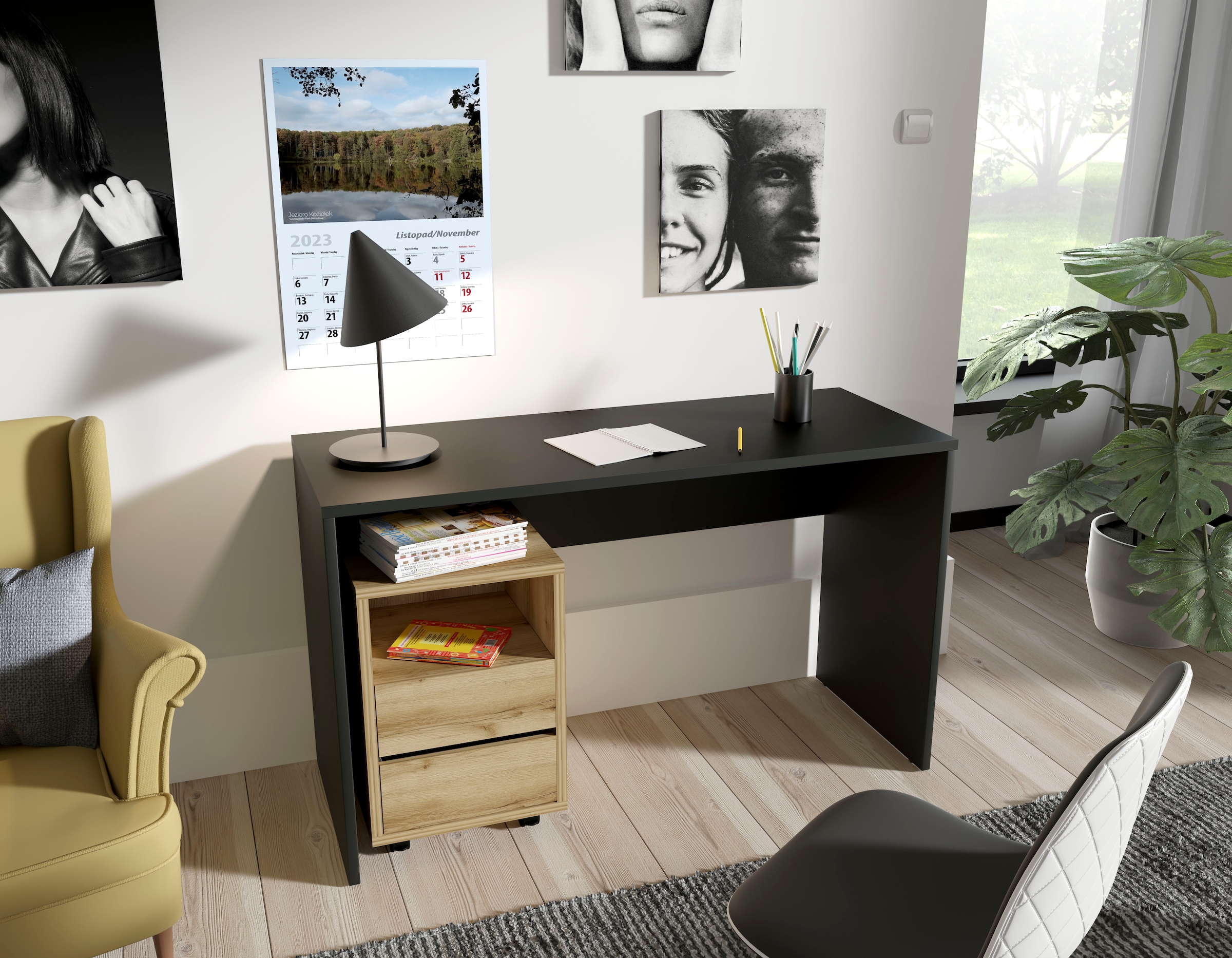 Helvetia Büro-Set »Agapi«, (Set, 2 tlg.), bestehend aus Schreibtisch und Rollcontainer im modernen Design