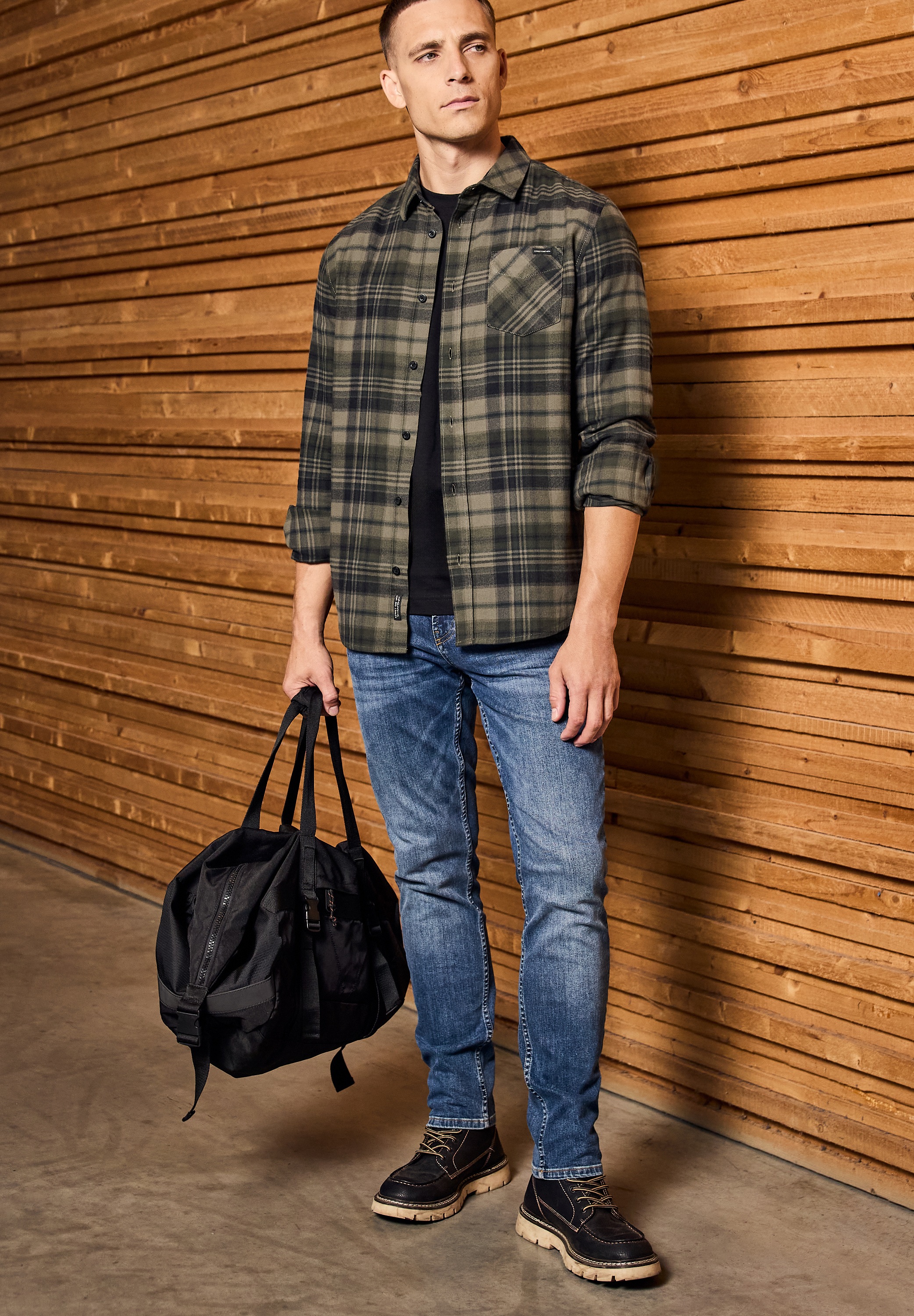 STREET ONE MEN Flanellhemd mit Brusttasche