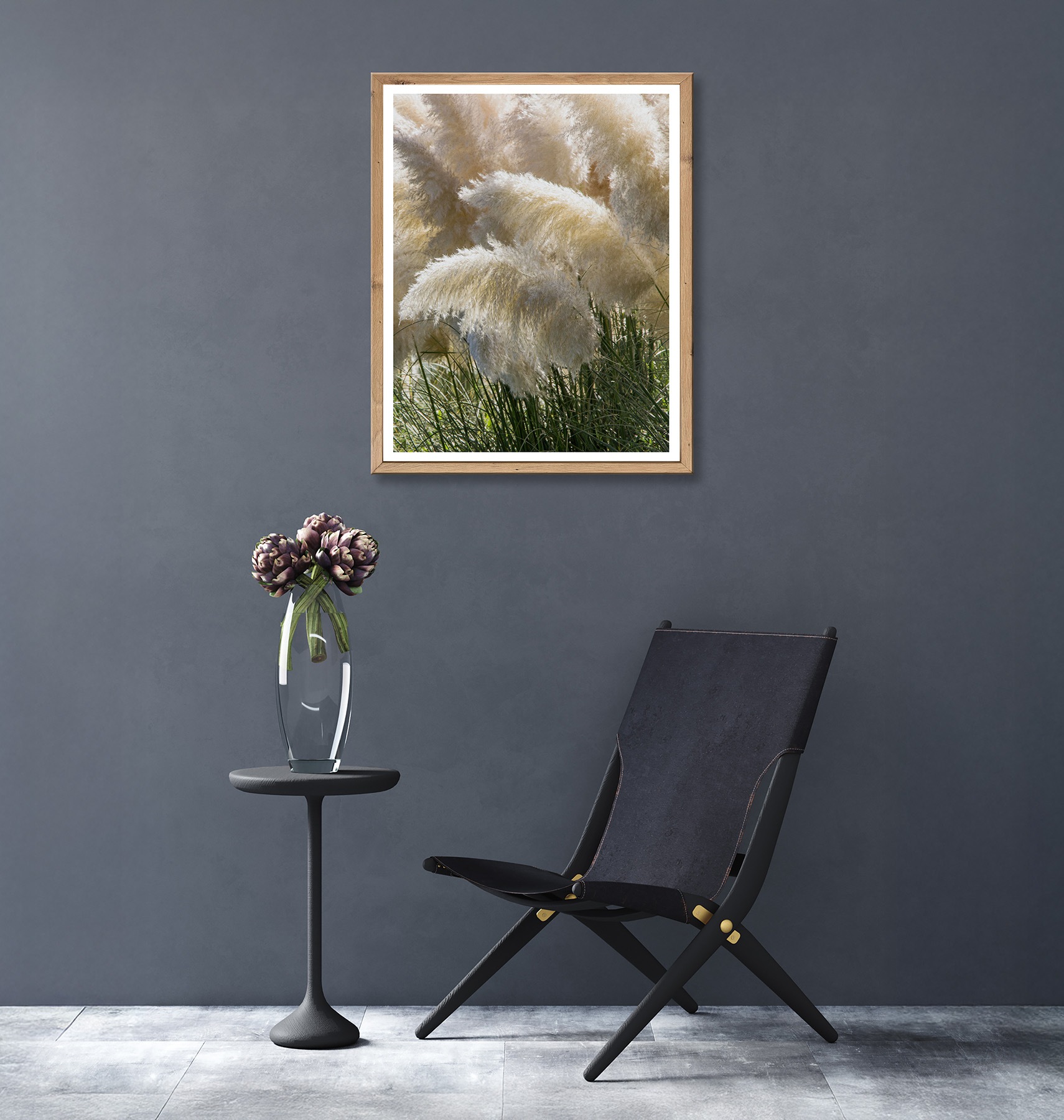 Bönninghoff Bild mit Rahmen »Wandbild gerahmt PAMPASGRAS 40x50 cm – Boho Wandbild Naturtöne« Gräser | Landschaft | Natur | Pflanzen 1 Stk. tlg. mit dekorativem Rahmen