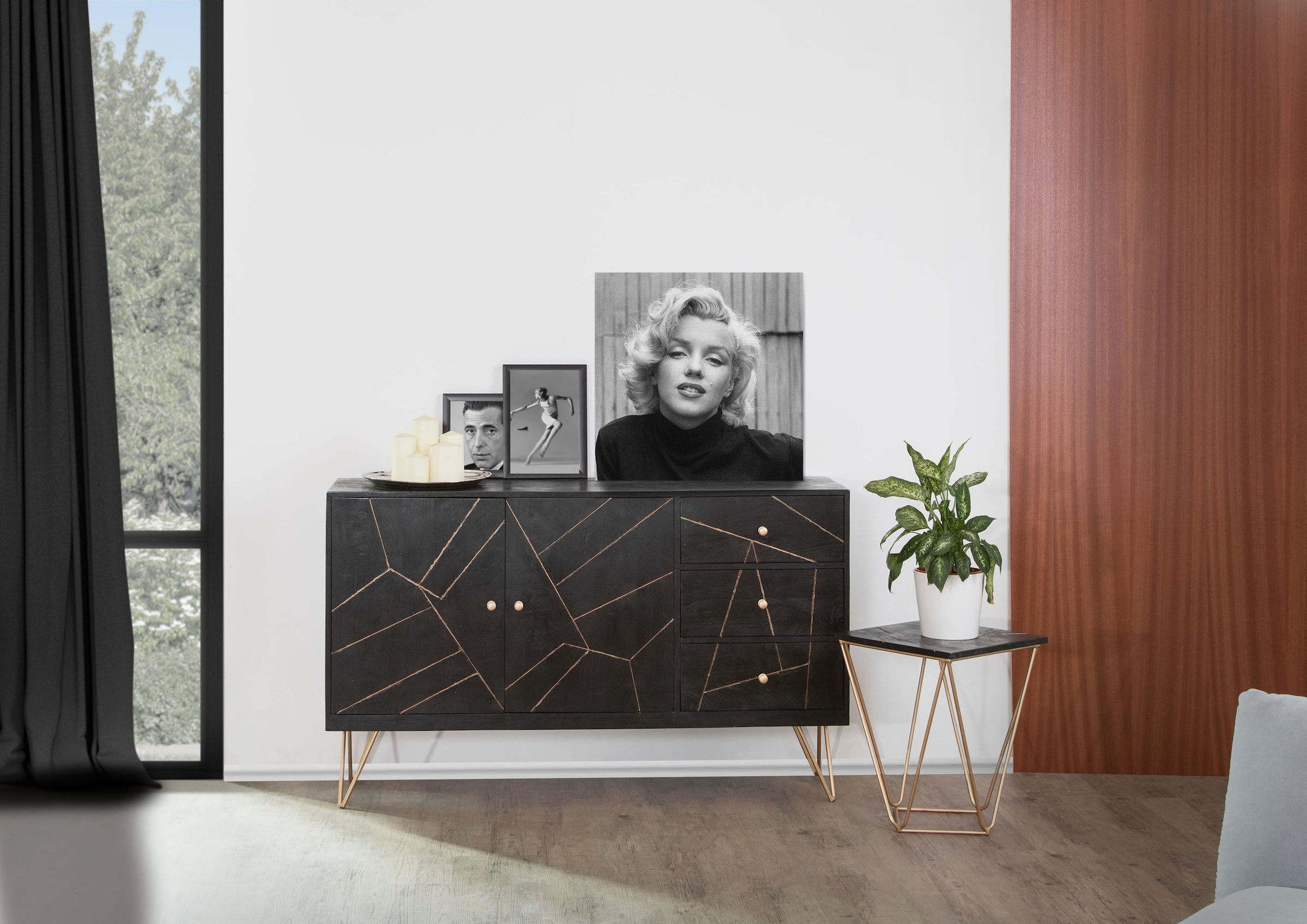 Sideboard, mit modernen Haarnadel Beinen