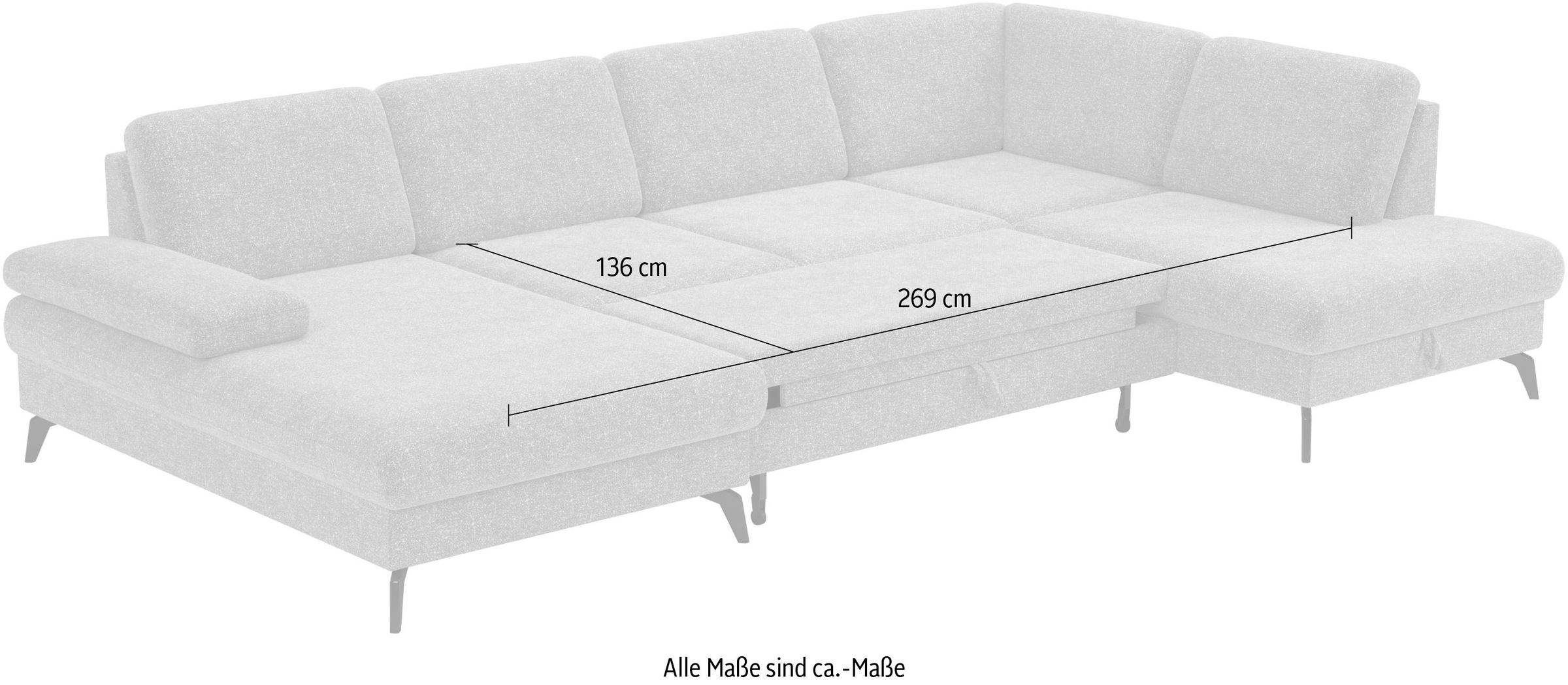 sit&more Wohnlandschaft »Morris U-Form, inkl. Sitztiefenverstellung«, wahlweise mit Armteilverstellung, Bettfunktion & Bettkasten