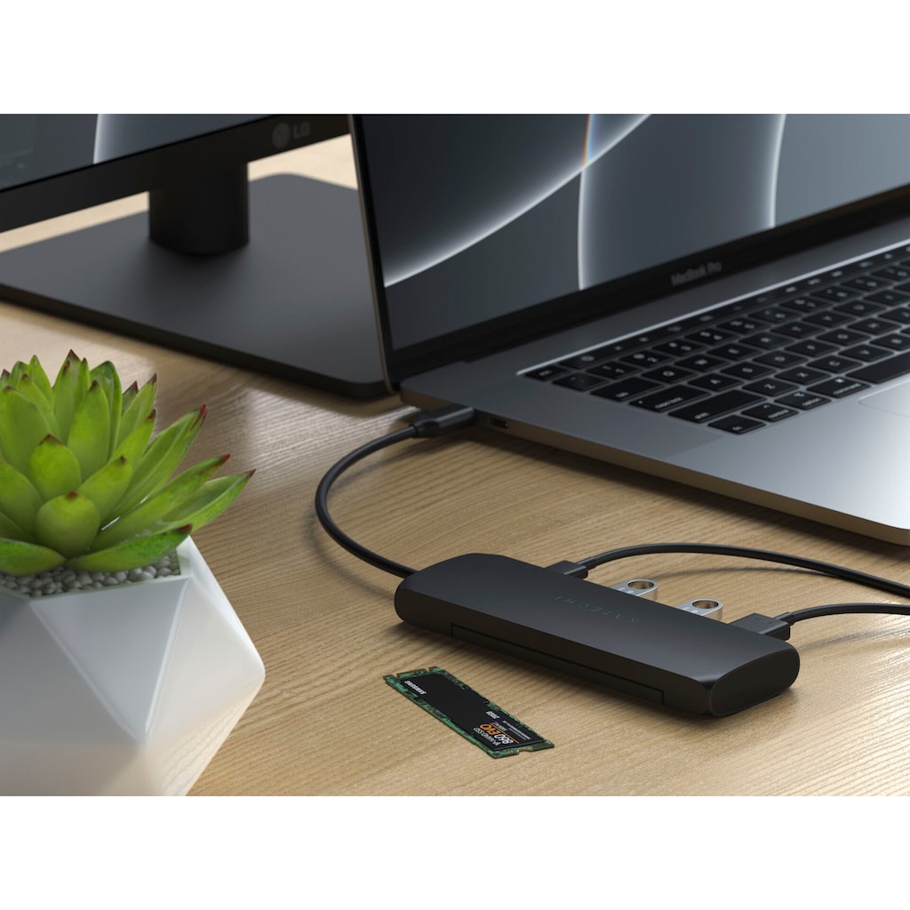 Satechi Laptop-Adapter »USB-C Hybrid Multiport Adapter with SSD Enclosure«, USB-C zu USB Typ A-USB Typ C-HDMI-SATA