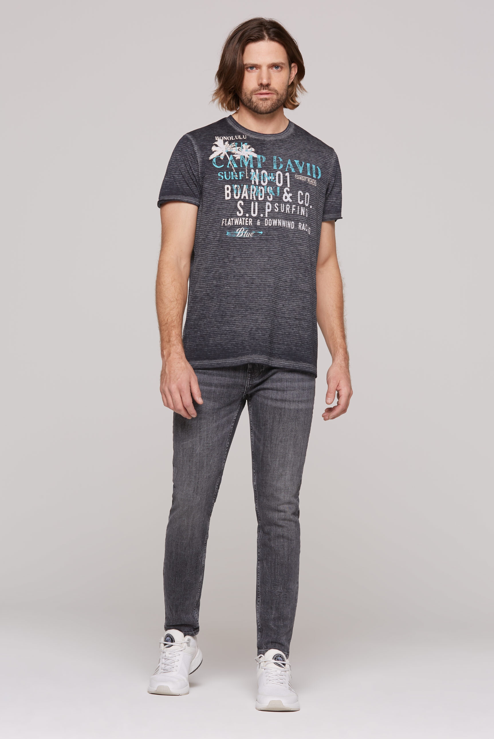 CAMP DAVID Rundhalsshirt, mit Ausbrenner-Effekten