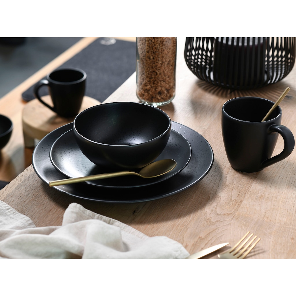 CreaTable Kombiservice »Magic Black Coupe«, (Set, 8 tlg.), Spezialglasur mit glänzenden Sprenkeln