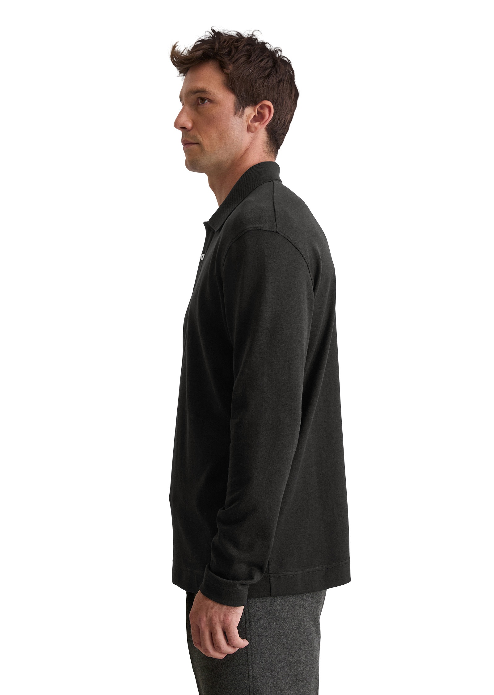 Marc OPolo Langarm-Poloshirt "aus schwerem Bio-Baumwoll-Jersey" günstig online kaufen