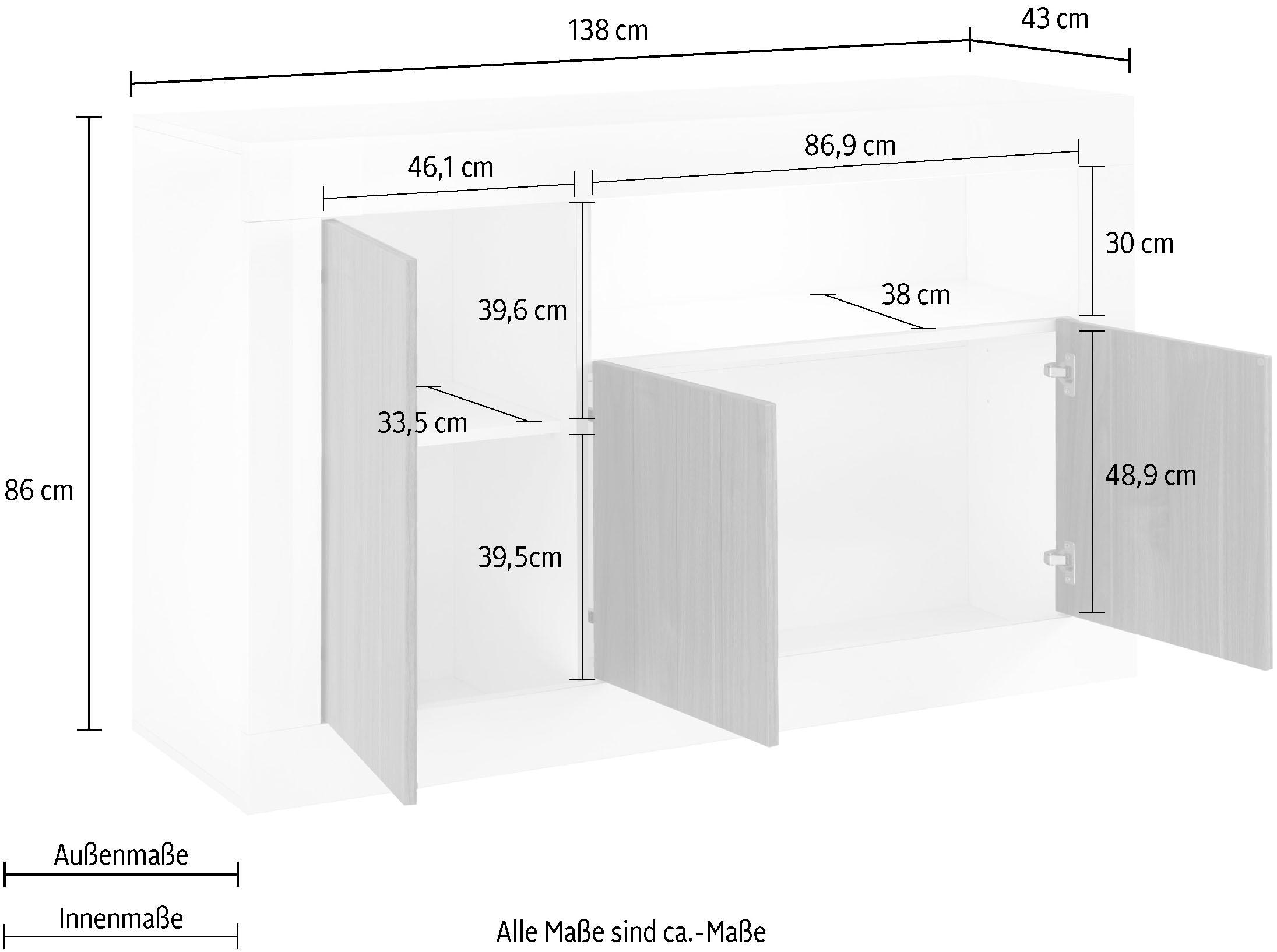 INOSIGN Sideboard "Urbino", Breite 138 cm günstig online kaufen