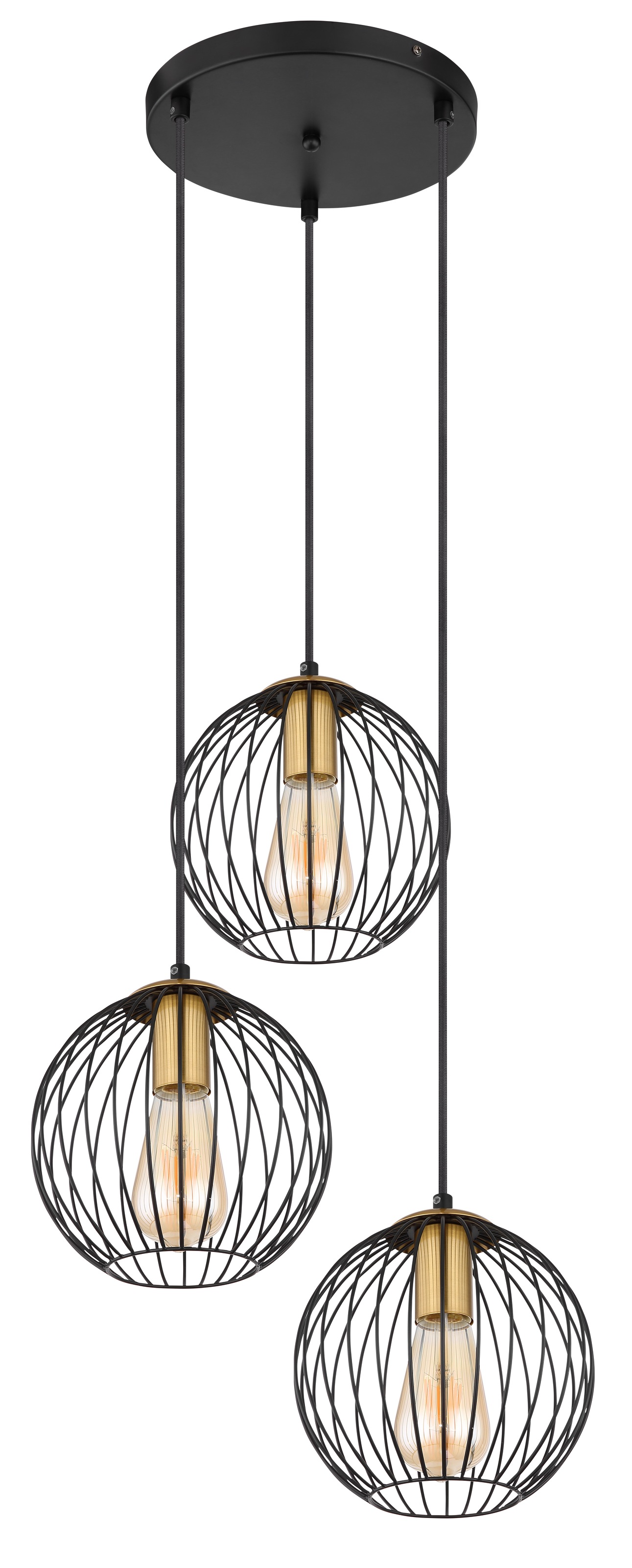 GLOBO LIGHTING Hängeleuchte »EUSEBIUS« E27 1 Stk. Hängeleuchte Schwarz/Messing, höhenkürzbar, E27