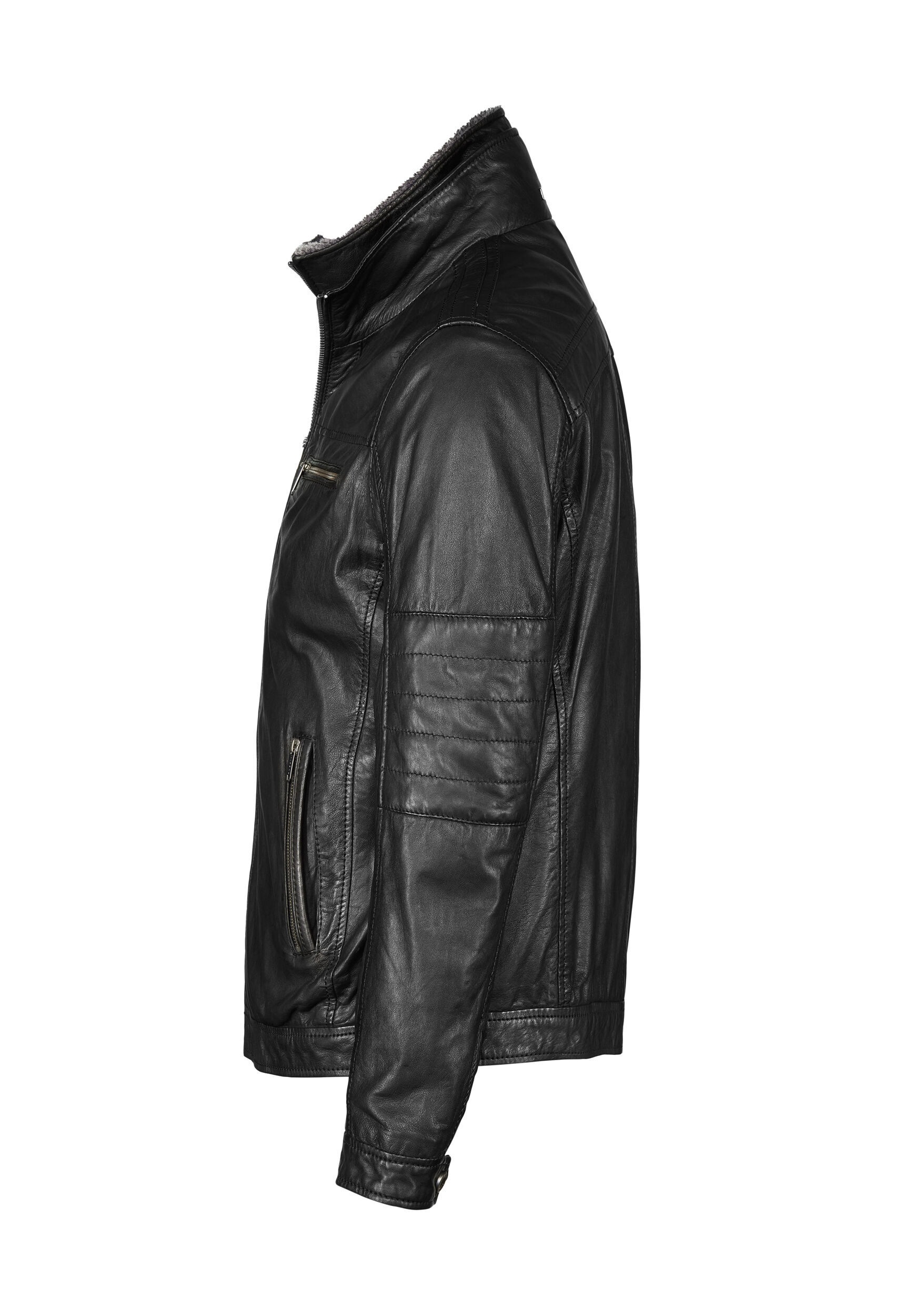 bugatti Lederjacke »BUHEAVEN« ohne Kapuze mit Reißverschlusstaschen