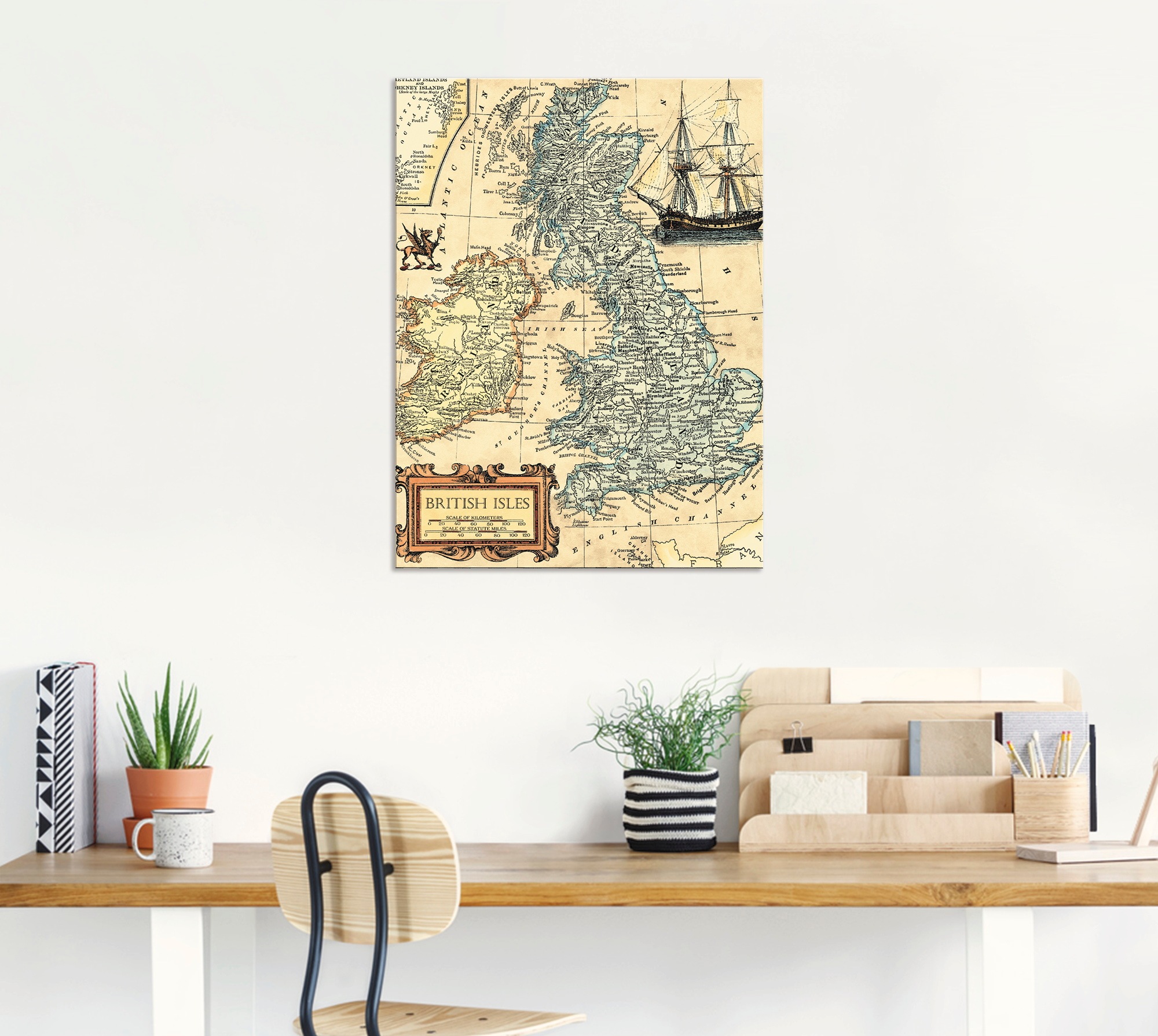 Artland Wandbild »Britische Inselkarte«, Landkarten, (1 St.), als Alubild, Leinwandbild, Wandaufkleber oder Poster in versch. Größen