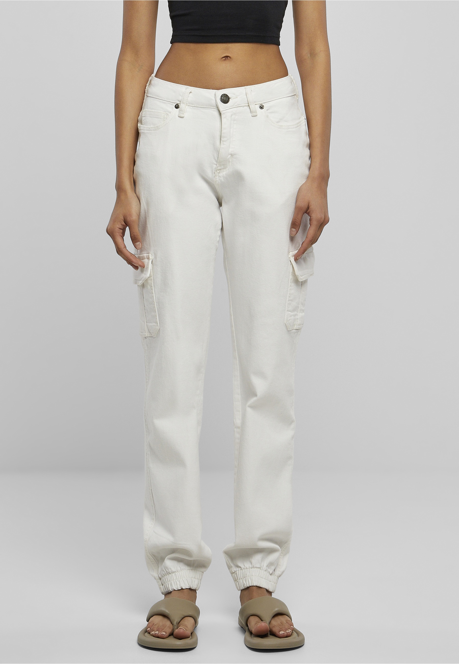 URBAN CLASSICS Bequeme Jeans »Urban Classics Damen Ladies Organic Stretch Denim Cargo Pants« 1 Stk.