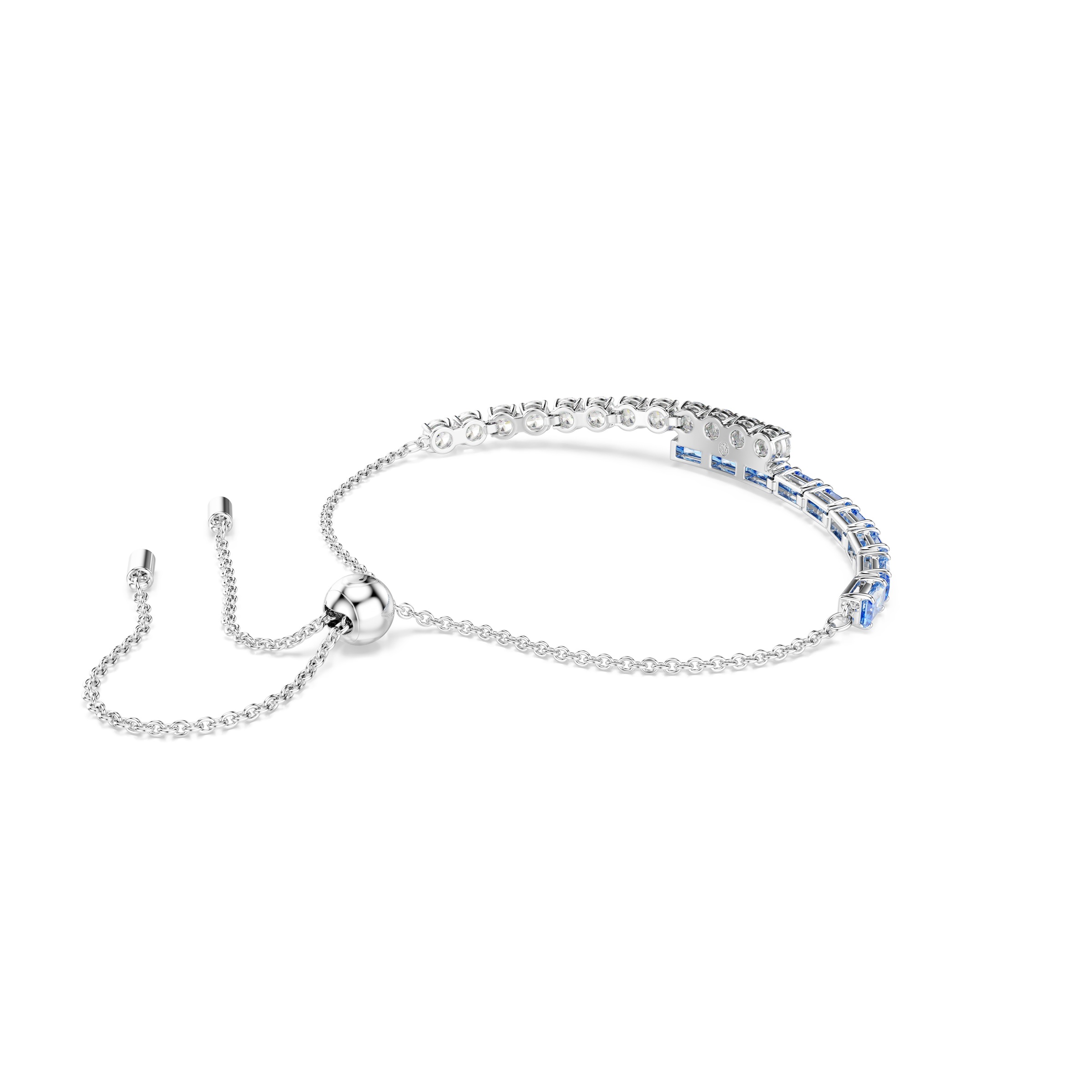 Armkette SWAROVSKI "Schmuck Geschenk Matrix Armband", bunt (metallfarben, kristallweiß, blau, kristallweiß, blau), Armbänder, Damen, Metall, Armkette, mit Swarovski Kristall, Zirkonia (synth.) 4