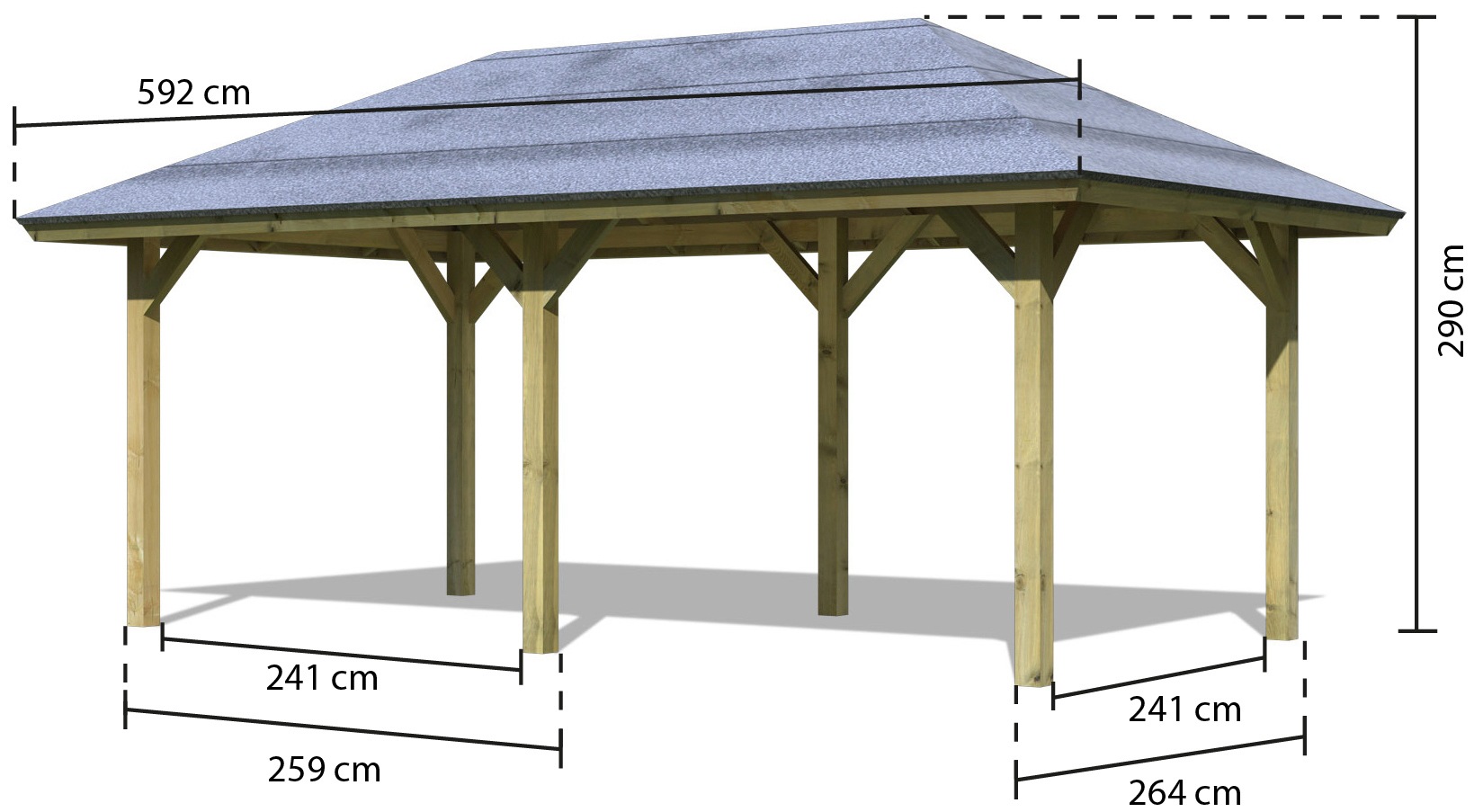 Karibu Pavillon »Bergen 2«, (Set), BxTxH: 592x338x290 cm, mit H-Pfostenanker