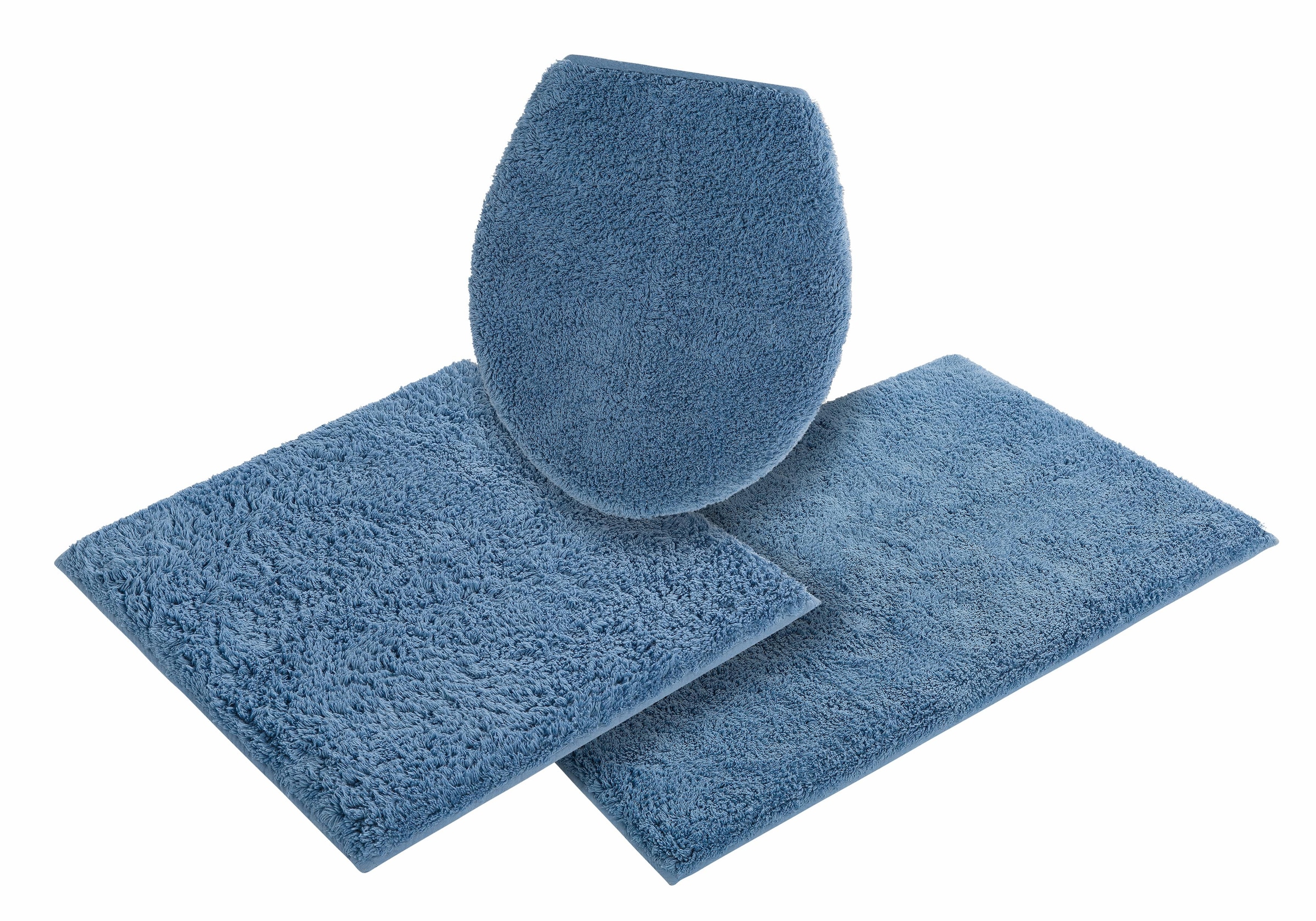 my home Badematte »Maren, Badvorleger, Badezimmer Teppich«, rutschhemmend beschichtet, fußbodenheizungsgeeignet, Bio-Baumwolle, Badteppich, Badematten auch als 3 teiliges Set