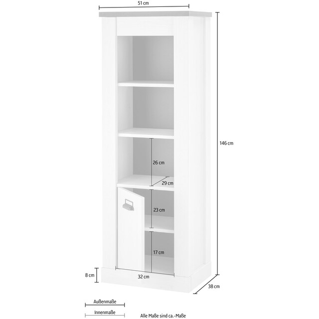 Home affaire Midischrank »SHERWOOD«, in modernem Holz Dekor, mit  Apothekergriffen aus Metall, Höhe 146 cm | BAUR