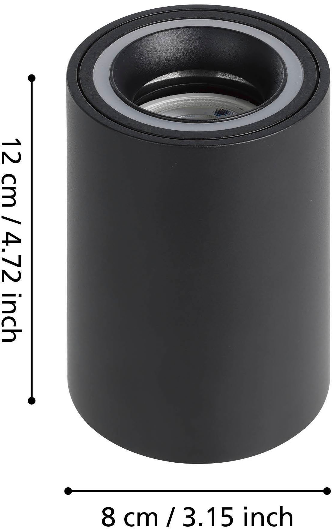 EGLO Aufbauleuchte »Carosso-Z Deckenlampe, ZigBee, App und Sprachsteuerung, dimmbar, Metal« GU10 1 Stk. Aufbauleuchte - H12 x Ø8 cm - schwarz - 1X4,9W inkl.