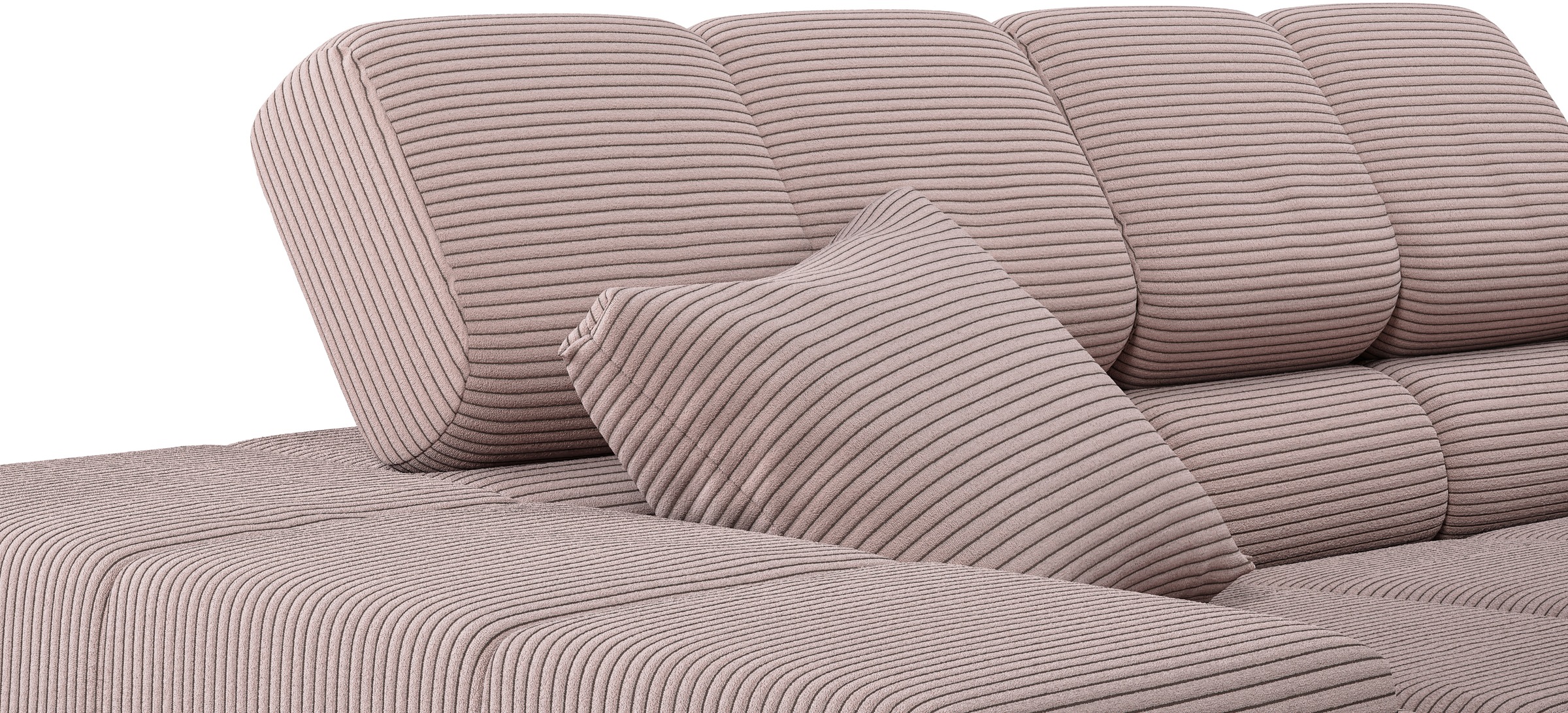 INOSIGN Ecksofa »Ancona incl. Kopfteilverstellung, Zierkissen Breite 319cm, L-Form«, wahlweise motorische Sitztiefenverstellung, auch in Cord + Easy Care