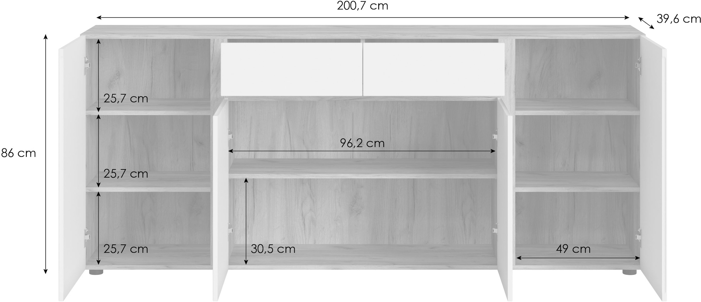 Home affaire Sideboard »Morongo« Breite ca. 201 cm