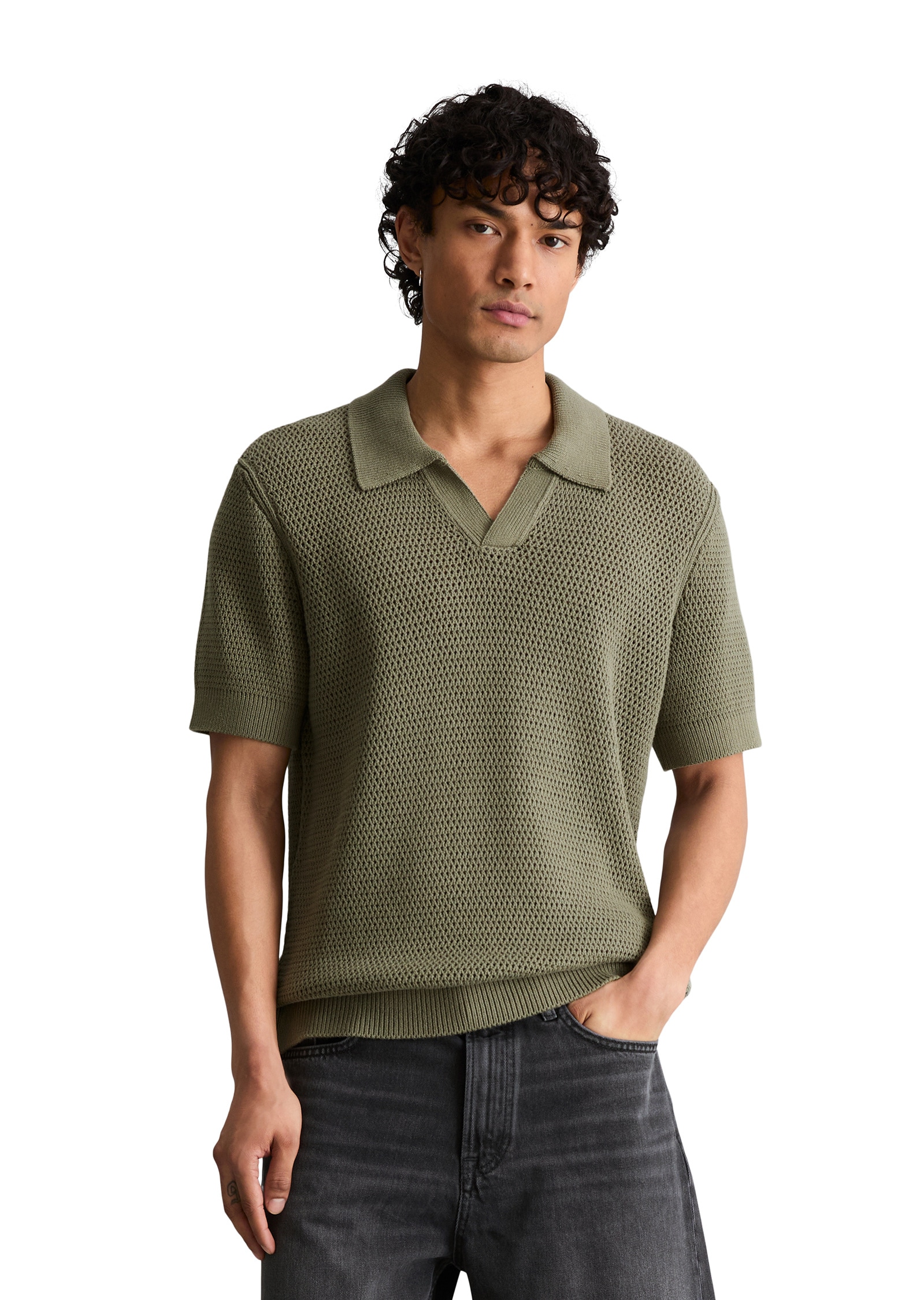 Marc OPolo DENIM Poloshirt "mit luftiger Strickstruktur" günstig online kaufen