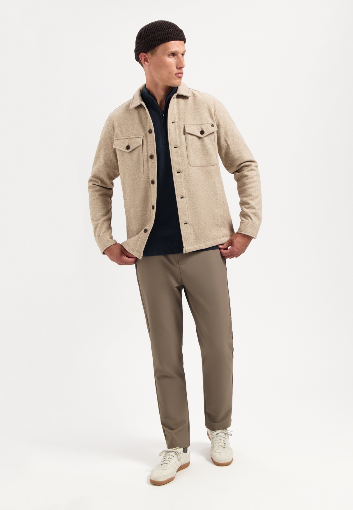 NO EXCESS Langarmhemd »No Excess Meliertes Overshirt«