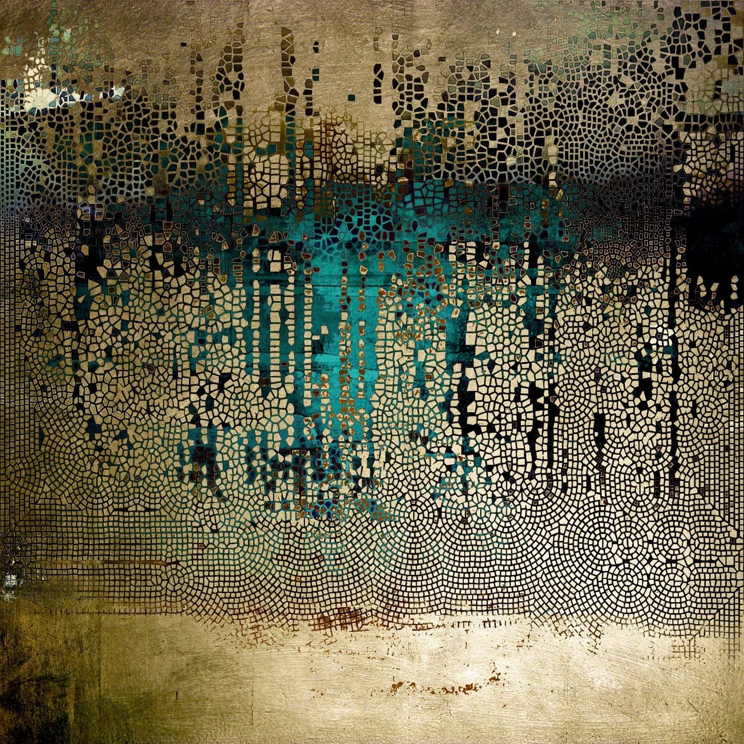 queence Acrylglasbild "Abstrakte Kunst mit Gold" Abstrakt Gemälde Kunst klassische Fantasie Goldveredelung, Handgearbeitet, Gerahmt, Edel
