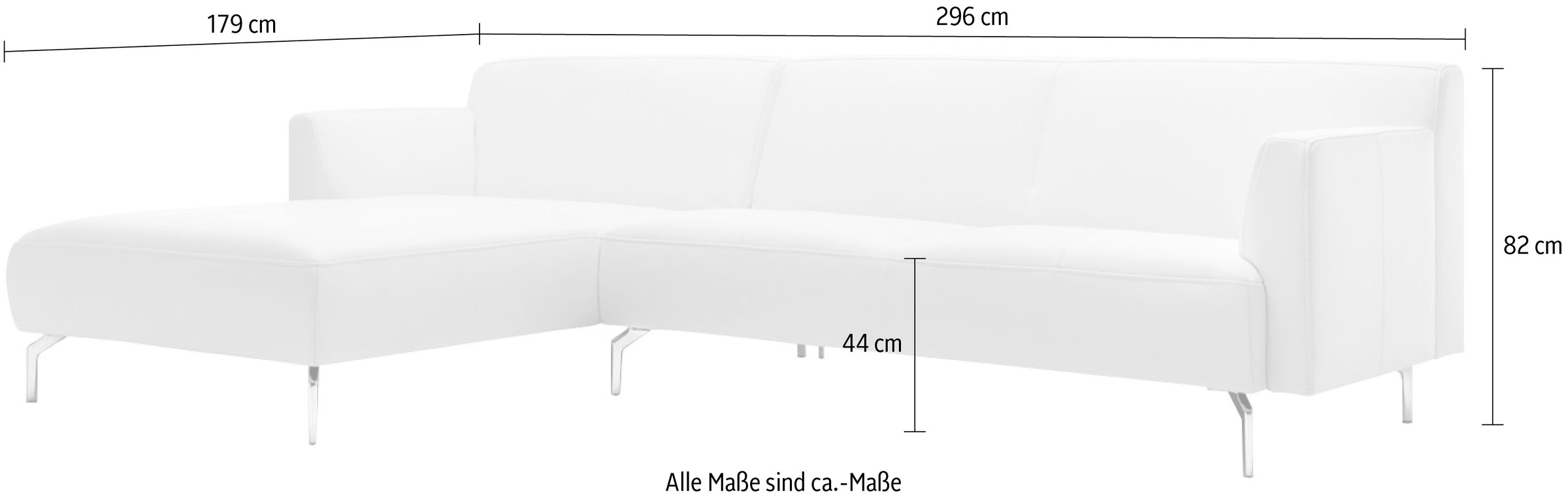 Creation BY ROLF BENZ Ecksofa »hs.446«, in minimalistischer, schwereloser Optik, Breite 296 cm