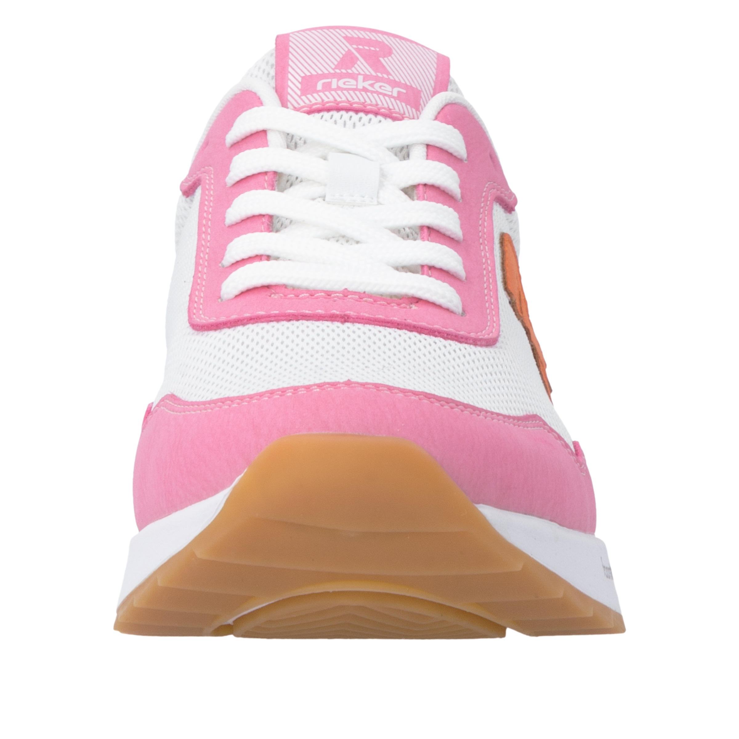 Sneaker RIEKER SPORT, Damen, Gr. 40, weiß, rosa, orange, Lederimitat, Textil, Schuhe Sneaker, Schnürschuh, Halbschuh, Freizeitsneaker mit leichter Laufsohle 3