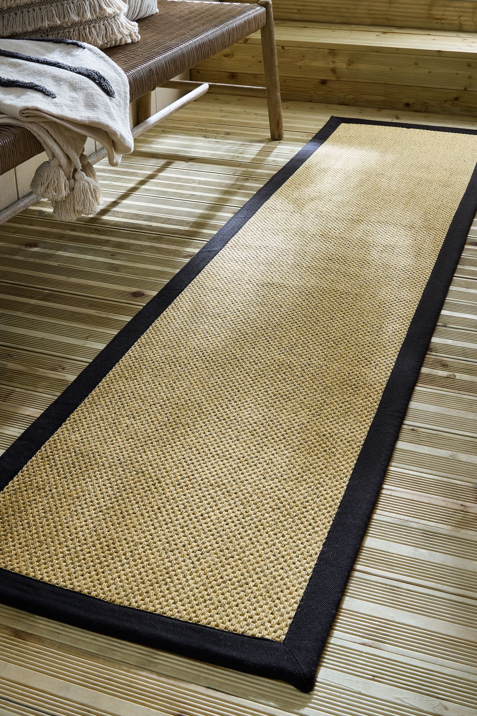 FLAIR RUGS Teppich »Sisal Look« rechteckig 6 mm Höhe Sisal Look Border Indoor Outdoor Bodenläufer Teppich