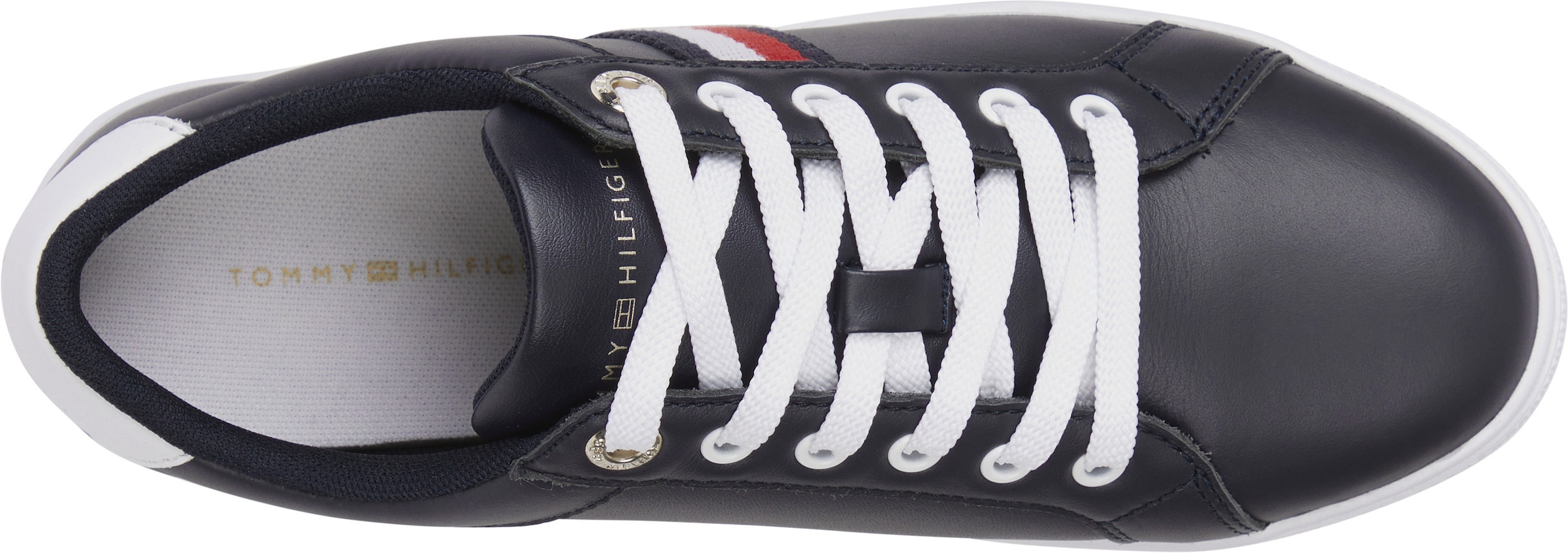 Tommy Hilfiger Sneaker »ESSENTIAL WEBBING CUPSOLE«, mit seitlichen Logo-Streifen, Freizeitschuh, Halbschuh, Schnürschuh