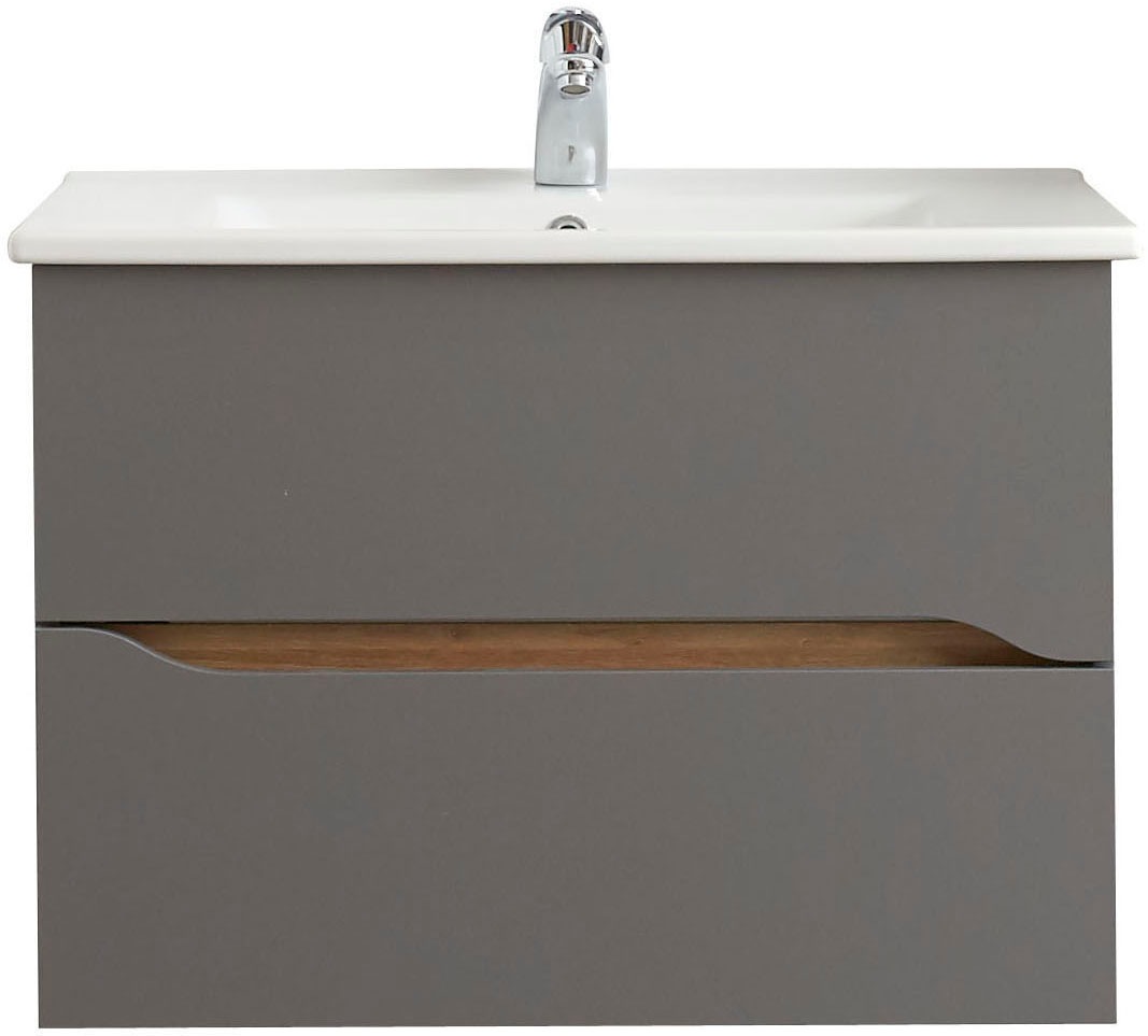 Thumbnail - Saphir Badmöbel-Set "Quickset 5-teilig, Keramik-Waschtisch mit LED-Spiegel" 7 Stk. tlg.