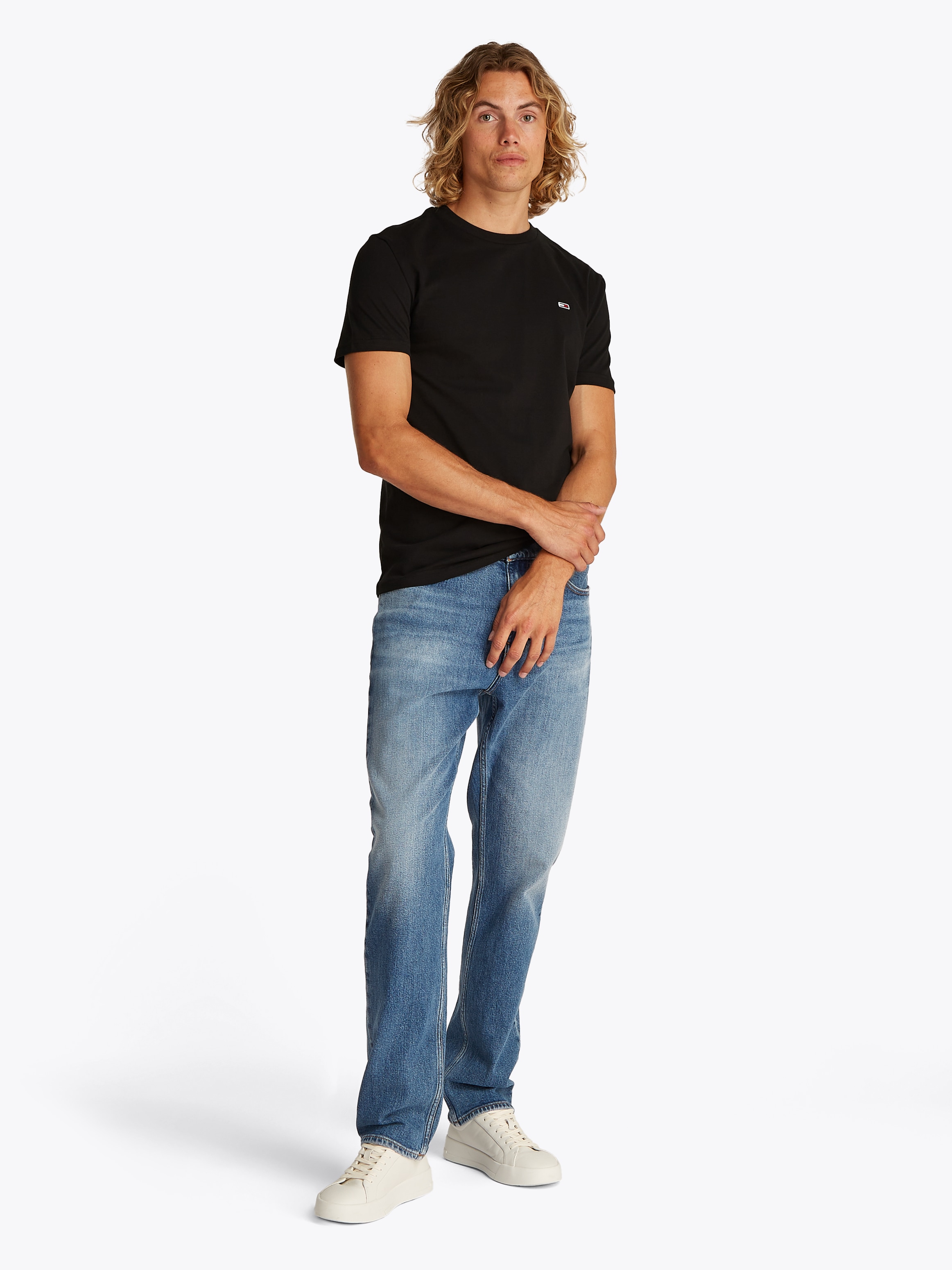 Tommy Jeans Rundhalsshirt »TJM XSLIM 2PACK JERSEY TEE EXT«, (Packung, 2er-Pack), Logostickerei, 2Pack